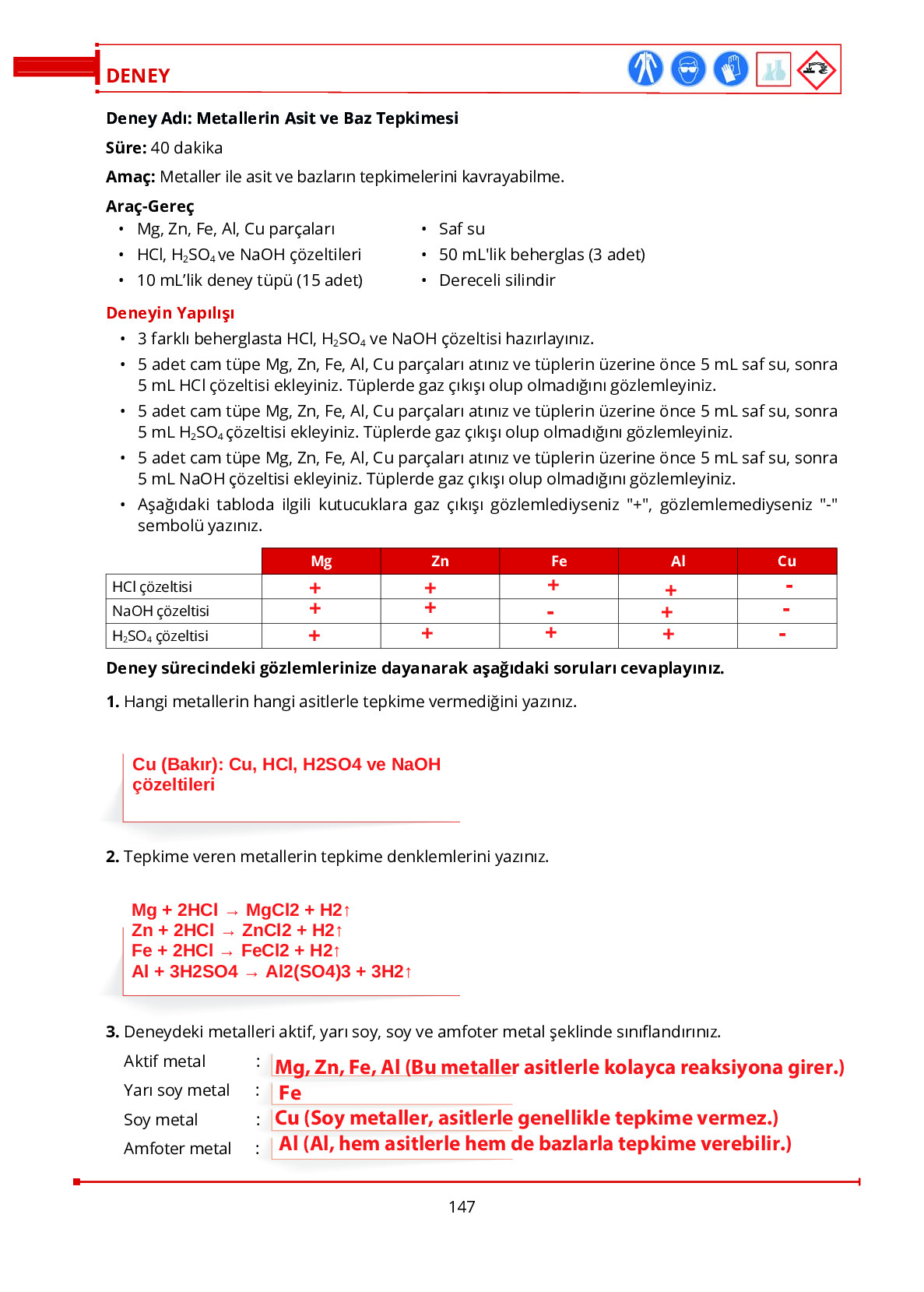 10. Sınıf Meb Yayınları Fen Lisesi Kimya Ders Kitabı Sayfa 147 Cevapları 10. Sınıf Meb Yayınları Fen Lisesi Kimya Ders Kitabı Sayfa 147 Cevapları