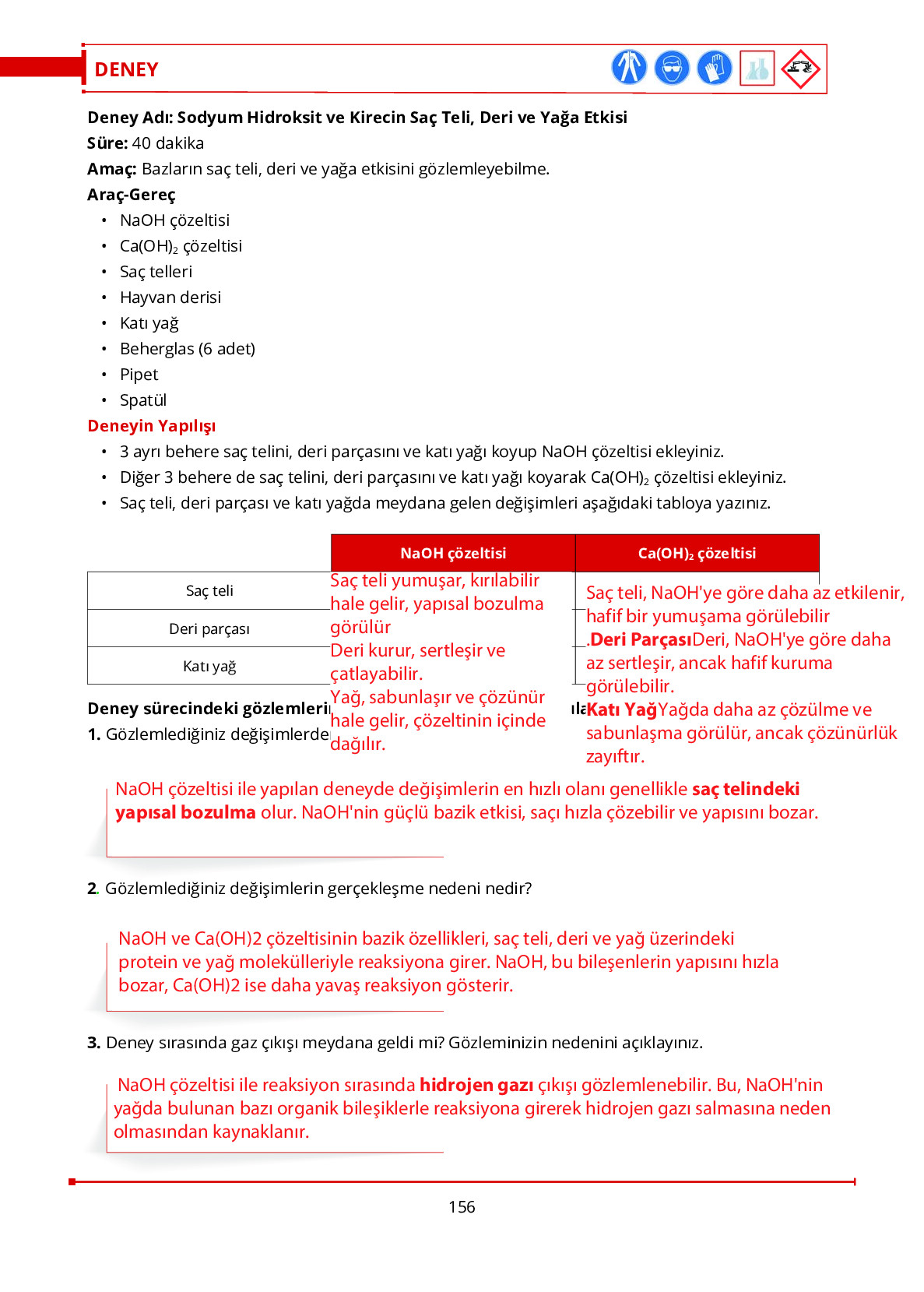 10. Sınıf Meb Yayınları Fen Lisesi Kimya Ders Kitabı Sayfa 156 Cevapları 10. Sınıf Meb Yayınları Fen Lisesi Kimya Ders Kitabı Sayfa 156 Cevapları