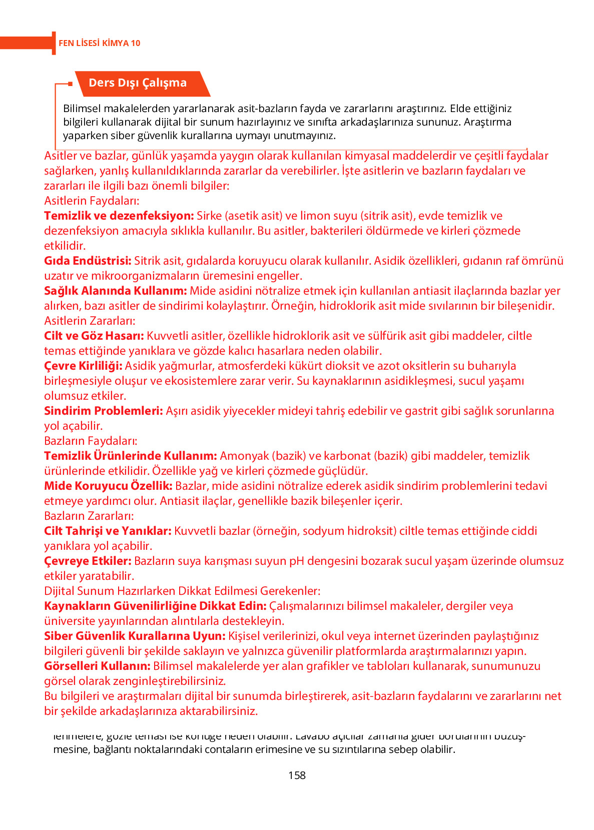 10. Sınıf Meb Yayınları Fen Lisesi Kimya Ders Kitabı Sayfa 158 Cevapları 10. Sınıf Meb Yayınları Fen Lisesi Kimya Ders Kitabı Sayfa 158 Cevapları