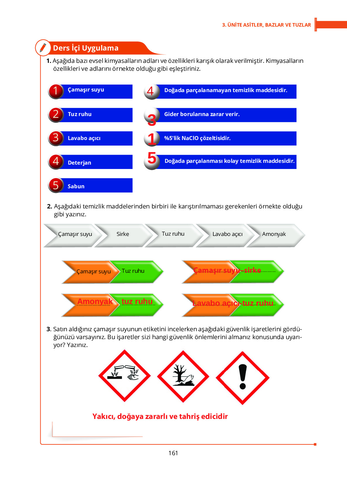 10. Sınıf Meb Yayınları Fen Lisesi Kimya Ders Kitabı Sayfa 161 Cevapları 10. Sınıf Meb Yayınları Fen Lisesi Kimya Ders Kitabı Sayfa 161 Cevapları
