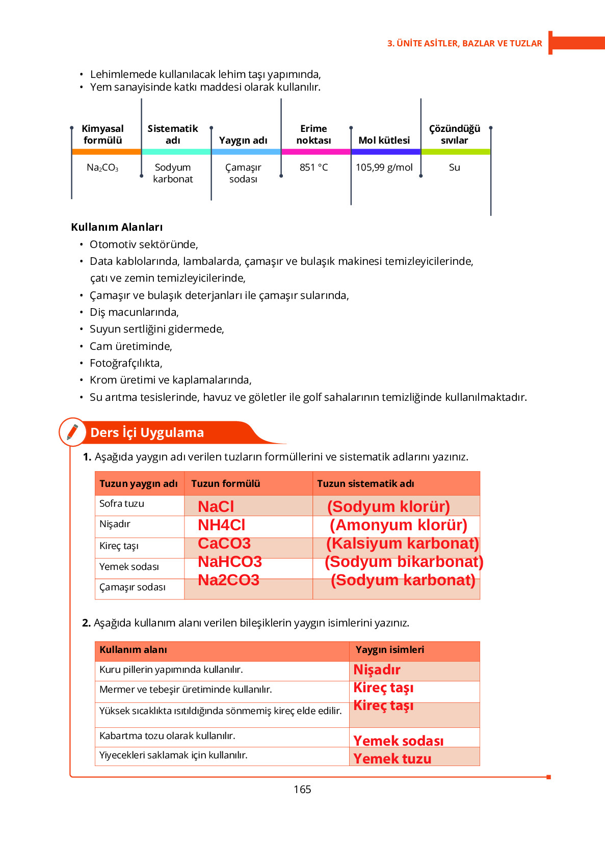 10. Sınıf Meb Yayınları Fen Lisesi Kimya Ders Kitabı Sayfa 165 Cevapları 10. Sınıf Meb Yayınları Fen Lisesi Kimya Ders Kitabı Sayfa 165 Cevapları