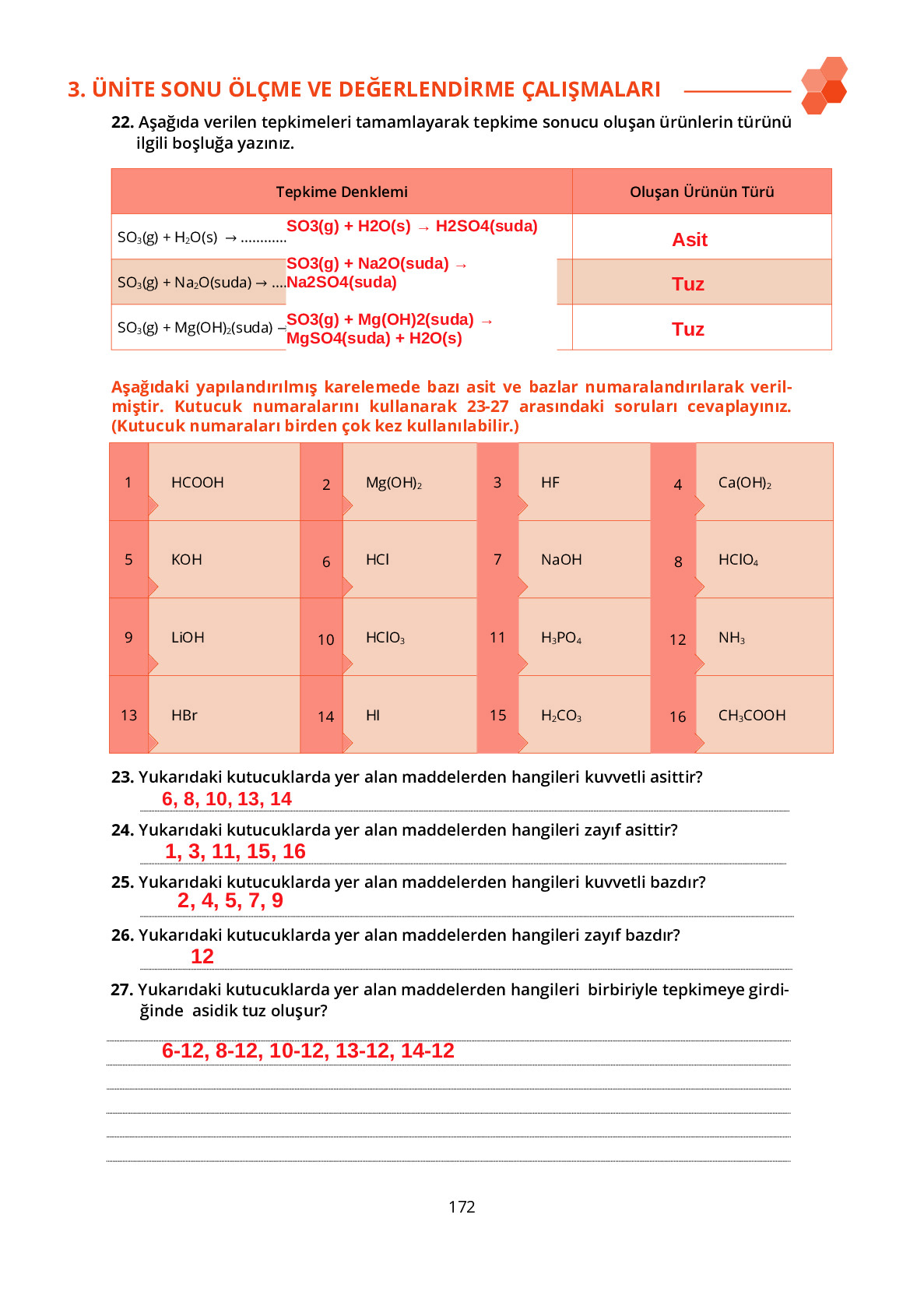 10. Sınıf Meb Yayınları Fen Lisesi Kimya Ders Kitabı Sayfa 172 Cevapları 10. Sınıf Meb Yayınları Fen Lisesi Kimya Ders Kitabı Sayfa 172 Cevapları