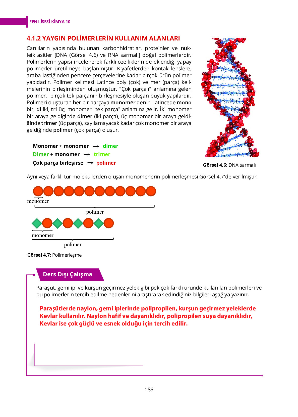 10. Sınıf Meb Yayınları Fen Lisesi Kimya Ders Kitabı Sayfa 186 Cevapları