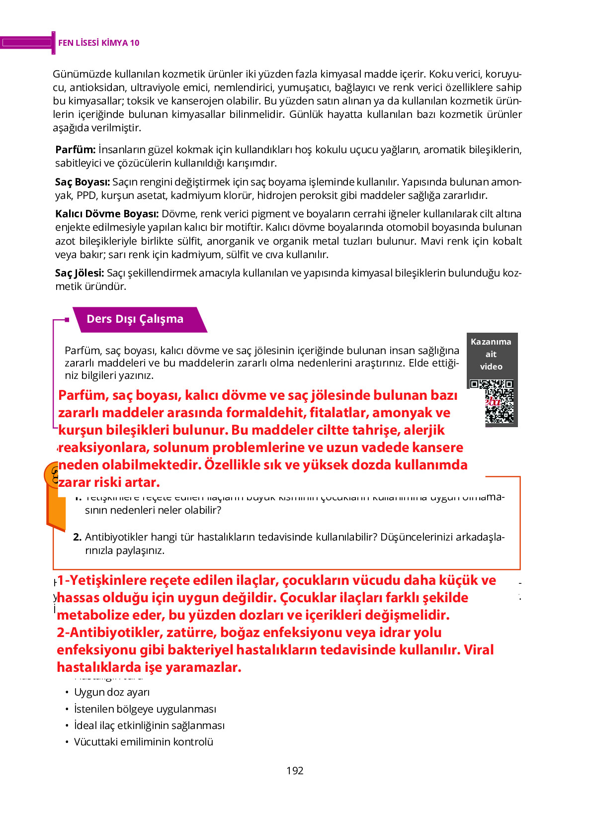 10. Sınıf Meb Yayınları Fen Lisesi Kimya Ders Kitabı Sayfa 192 Cevapları 10. Sınıf Meb Yayınları Fen Lisesi Kimya Ders Kitabı Sayfa 192 Cevapları