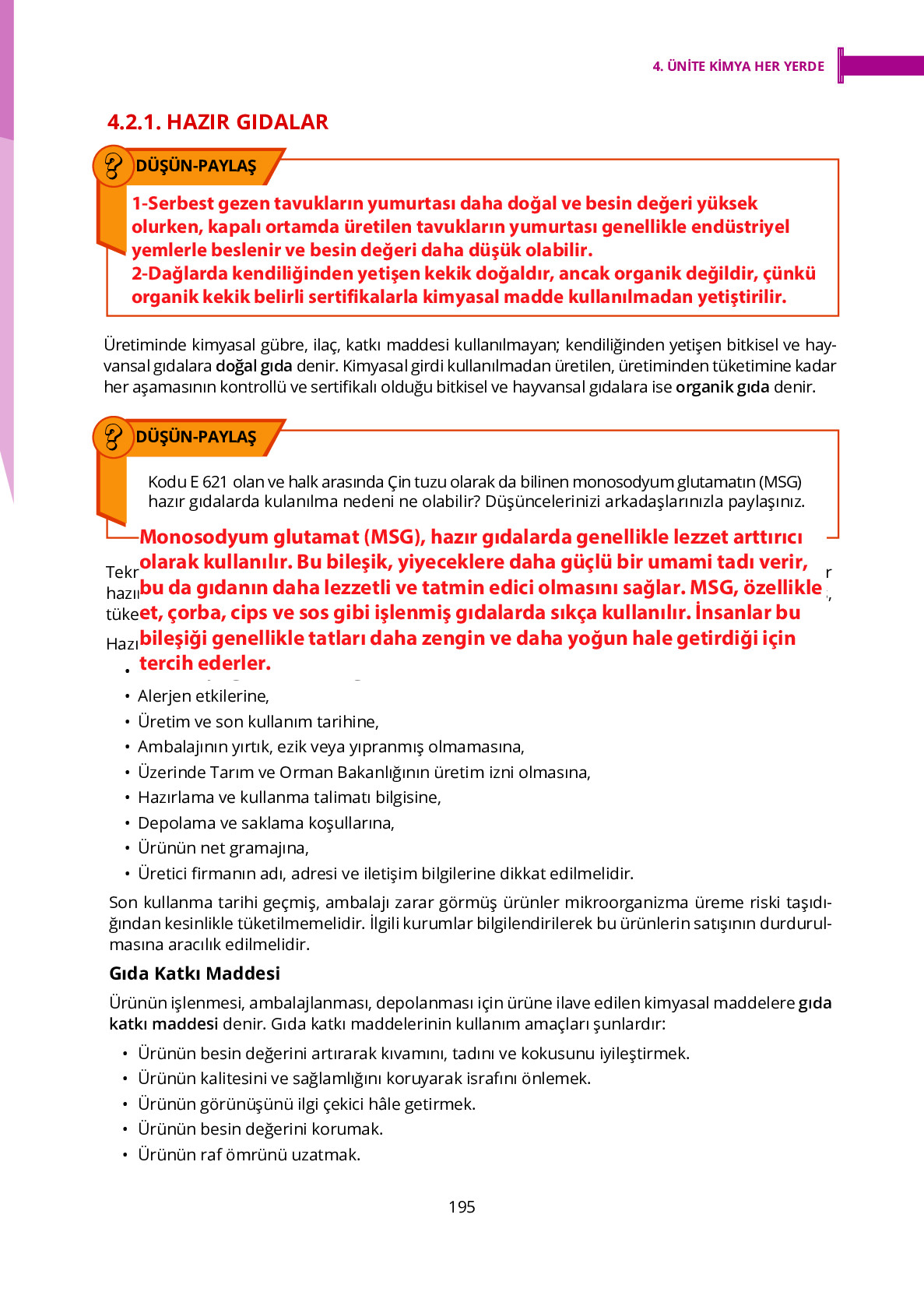 10. Sınıf Meb Yayınları Fen Lisesi Kimya Ders Kitabı Sayfa 195 Cevapları 10. Sınıf Meb Yayınları Fen Lisesi Kimya Ders Kitabı Sayfa 195 Cevapları
