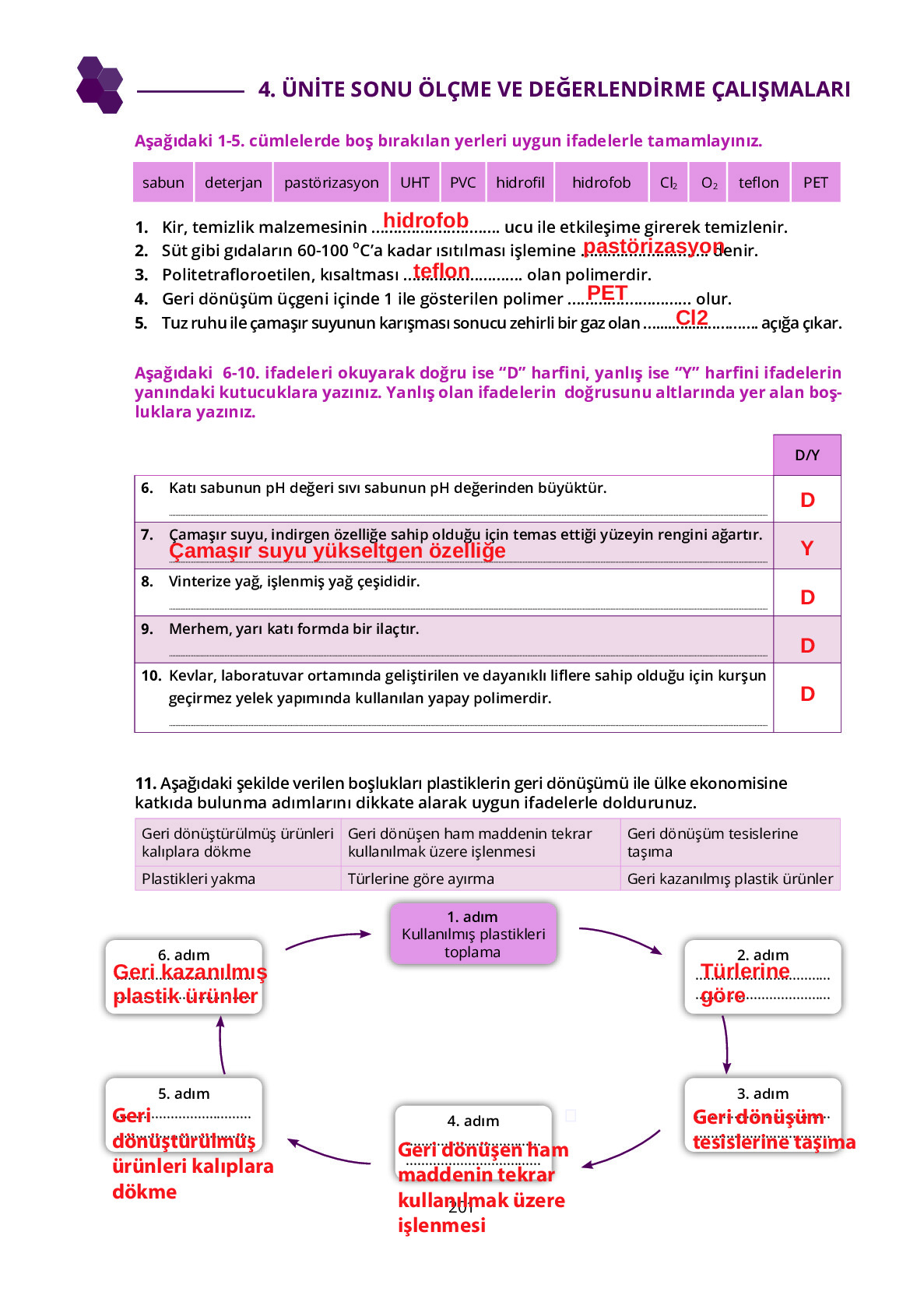 10. Sınıf Meb Yayınları Fen Lisesi Kimya Ders Kitabı Sayfa 201 Cevapları 10. Sınıf Meb Yayınları Fen Lisesi Kimya Ders Kitabı Sayfa 201 Cevapları