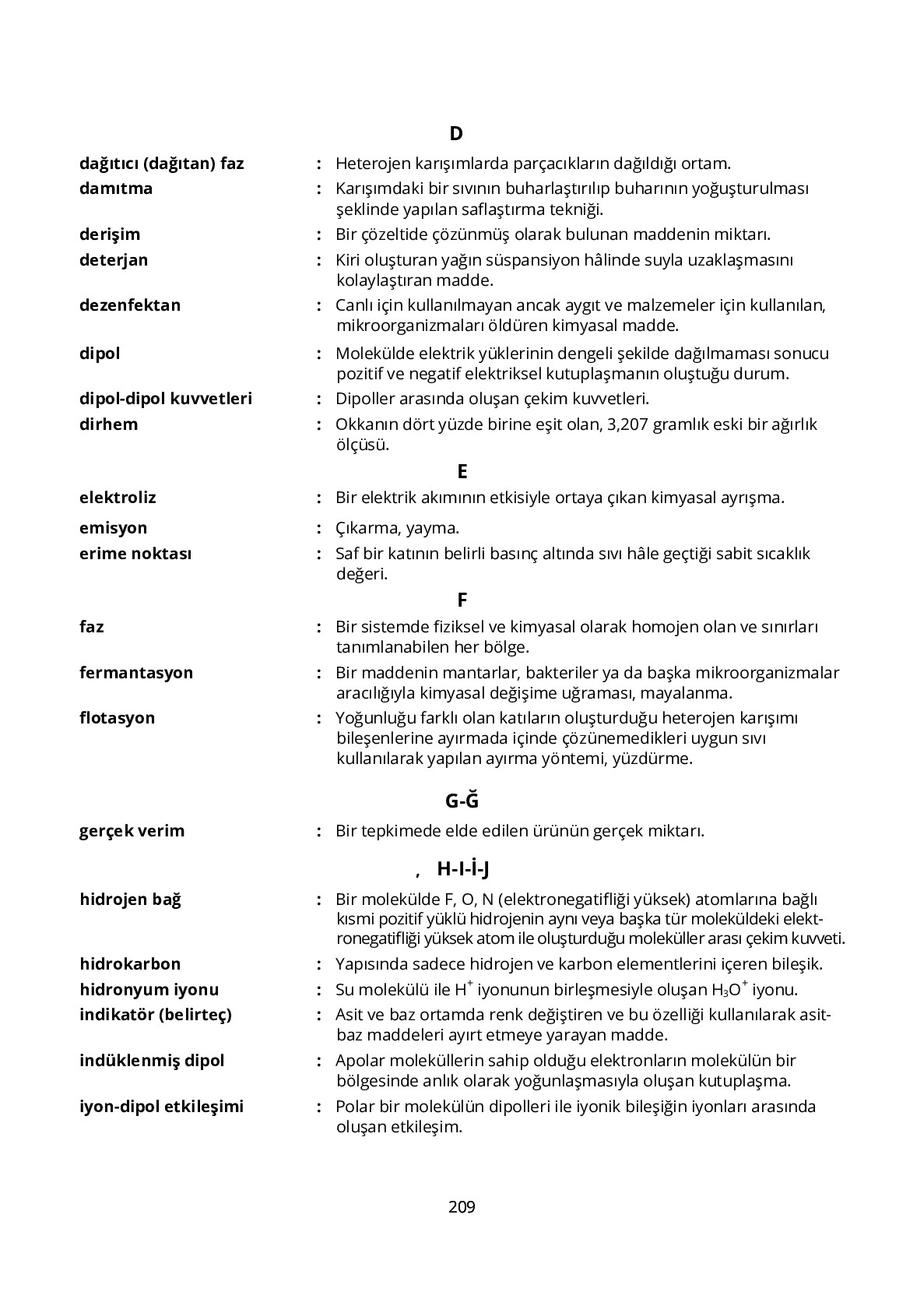 10. Sınıf Meb Yayınları Fen Lisesi Kimya Ders Kitabı Sayfa 209 Cevapları