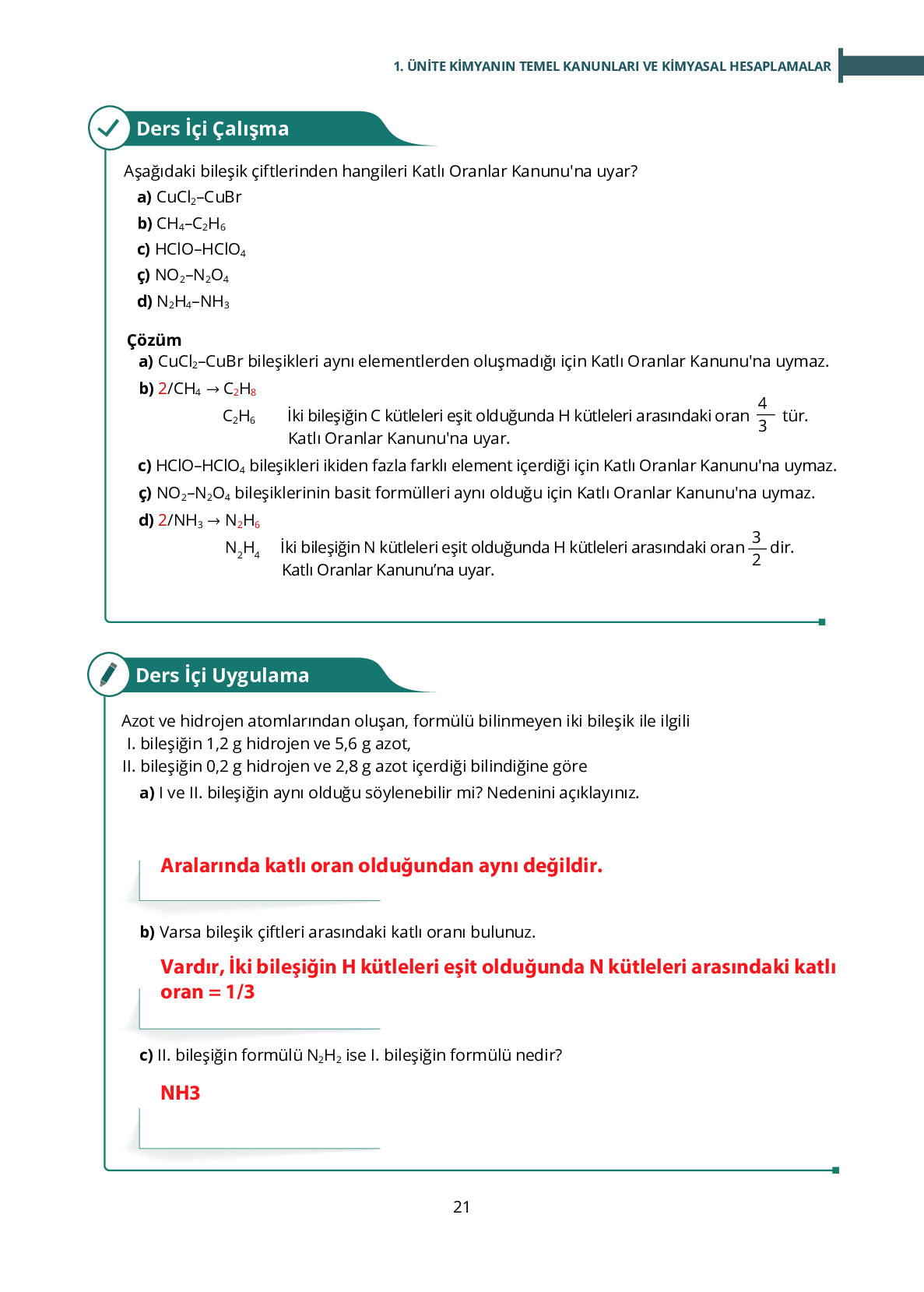 10. Sınıf Meb Yayınları Fen Lisesi Kimya Ders Kitabı Sayfa 21 Cevapları 10. Sınıf Meb Yayınları Fen Lisesi Kimya Ders Kitabı Sayfa 21 Cevapları