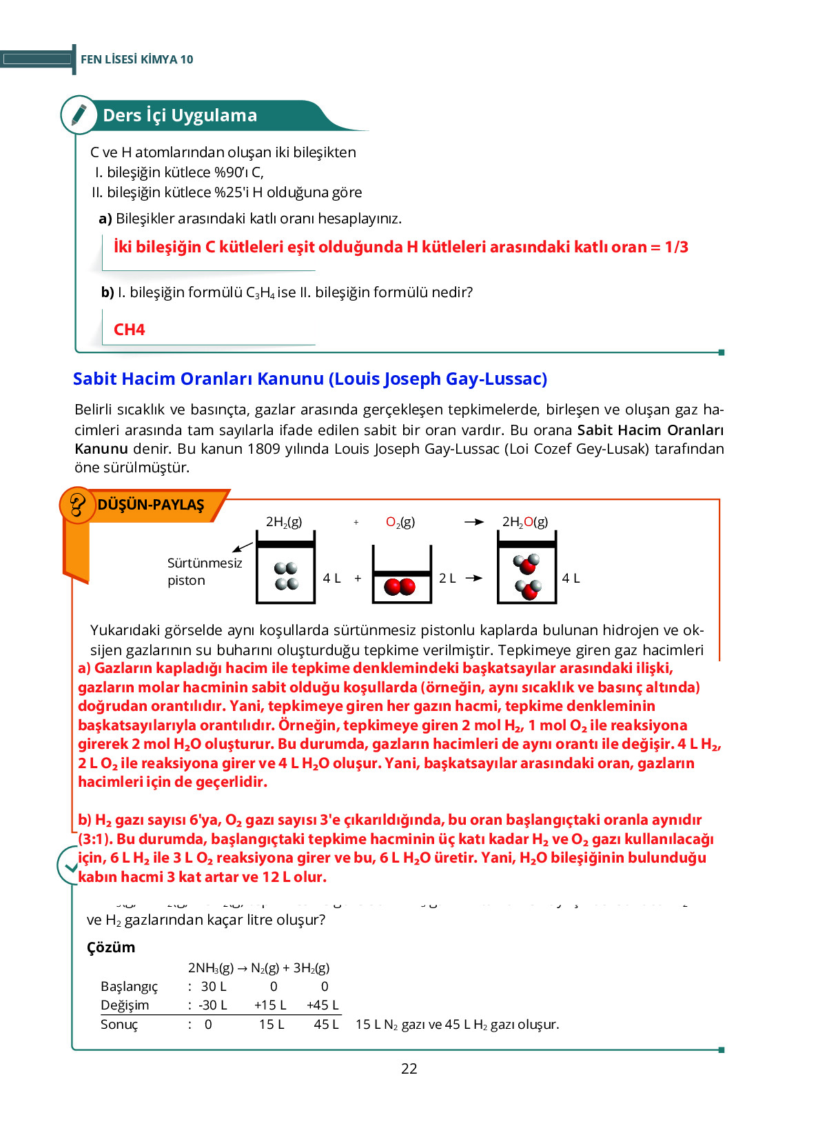 10. Sınıf Meb Yayınları Fen Lisesi Kimya Ders Kitabı Sayfa 22 Cevapları 10. Sınıf Meb Yayınları Fen Lisesi Kimya Ders Kitabı Sayfa 22 Cevapları