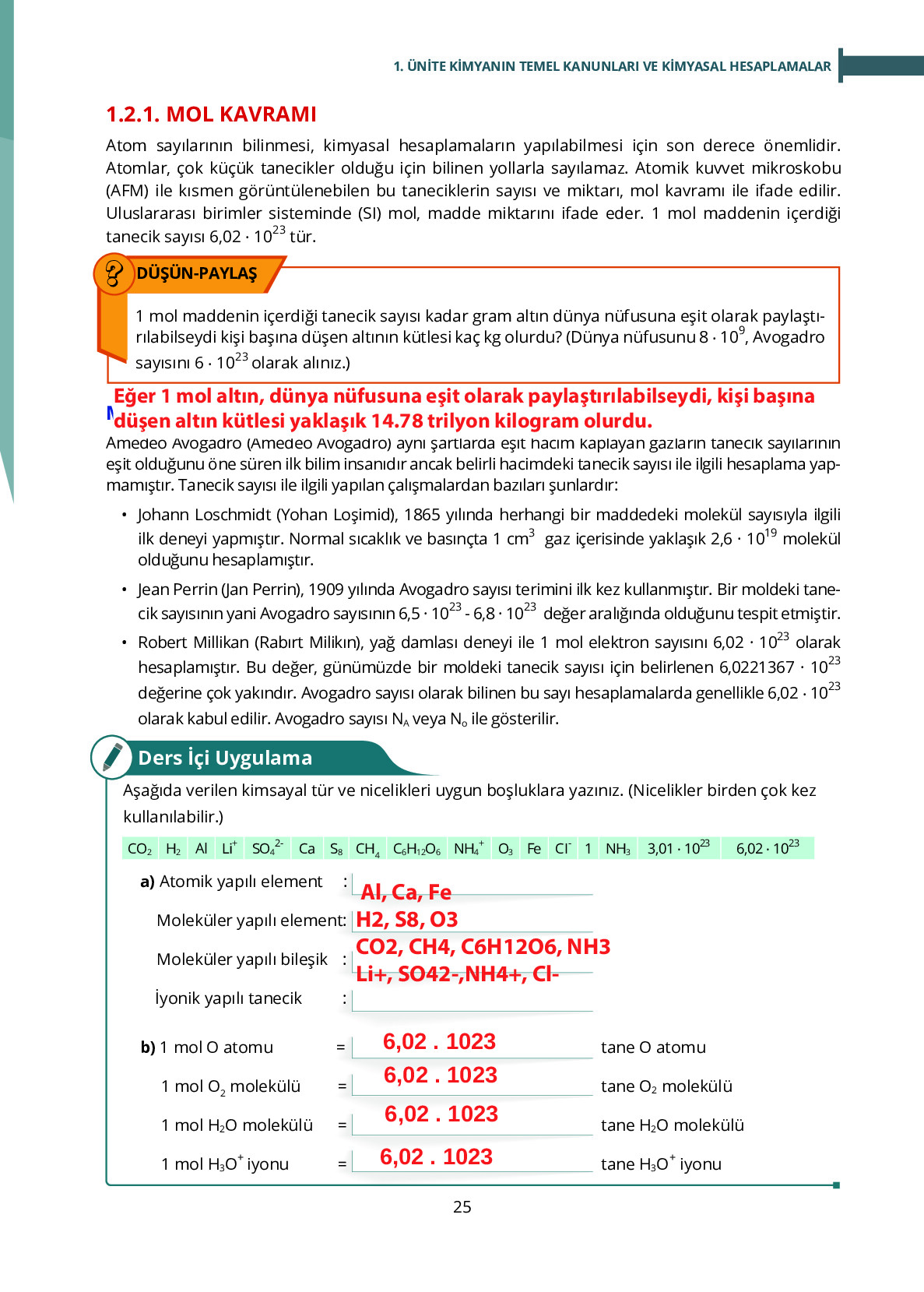 10. Sınıf Meb Yayınları Fen Lisesi Kimya Ders Kitabı Sayfa 25 Cevapları 10. Sınıf Meb Yayınları Fen Lisesi Kimya Ders Kitabı Sayfa 25 Cevapları