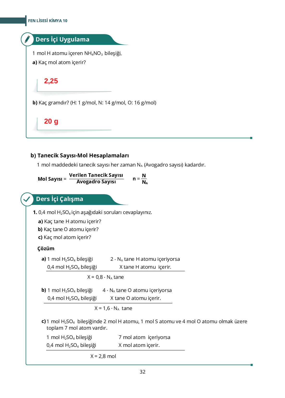 10. Sınıf Meb Yayınları Fen Lisesi Kimya Ders Kitabı Sayfa 32 Cevapları 10. Sınıf Meb Yayınları Fen Lisesi Kimya Ders Kitabı Sayfa 32 Cevapları