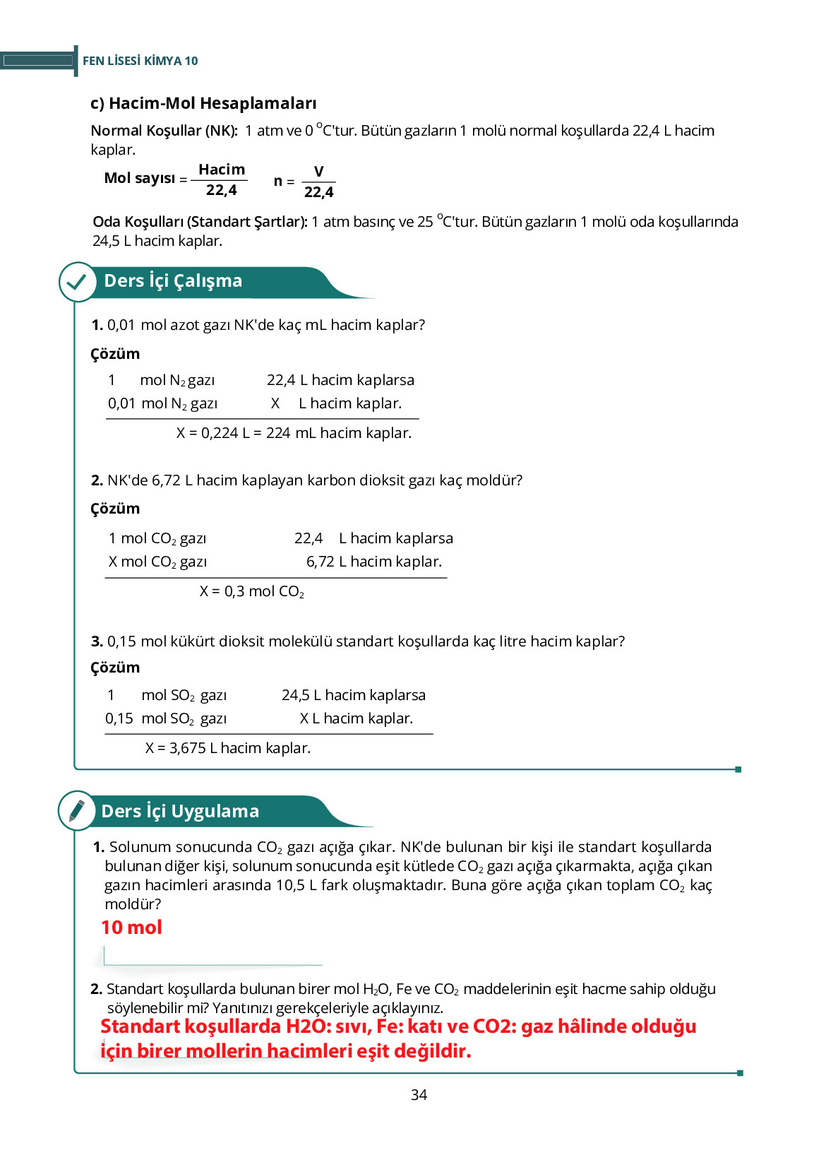 10. Sınıf Meb Yayınları Fen Lisesi Kimya Ders Kitabı Sayfa 34 Cevapları 10. Sınıf Meb Yayınları Fen Lisesi Kimya Ders Kitabı Sayfa 34 Cevapları