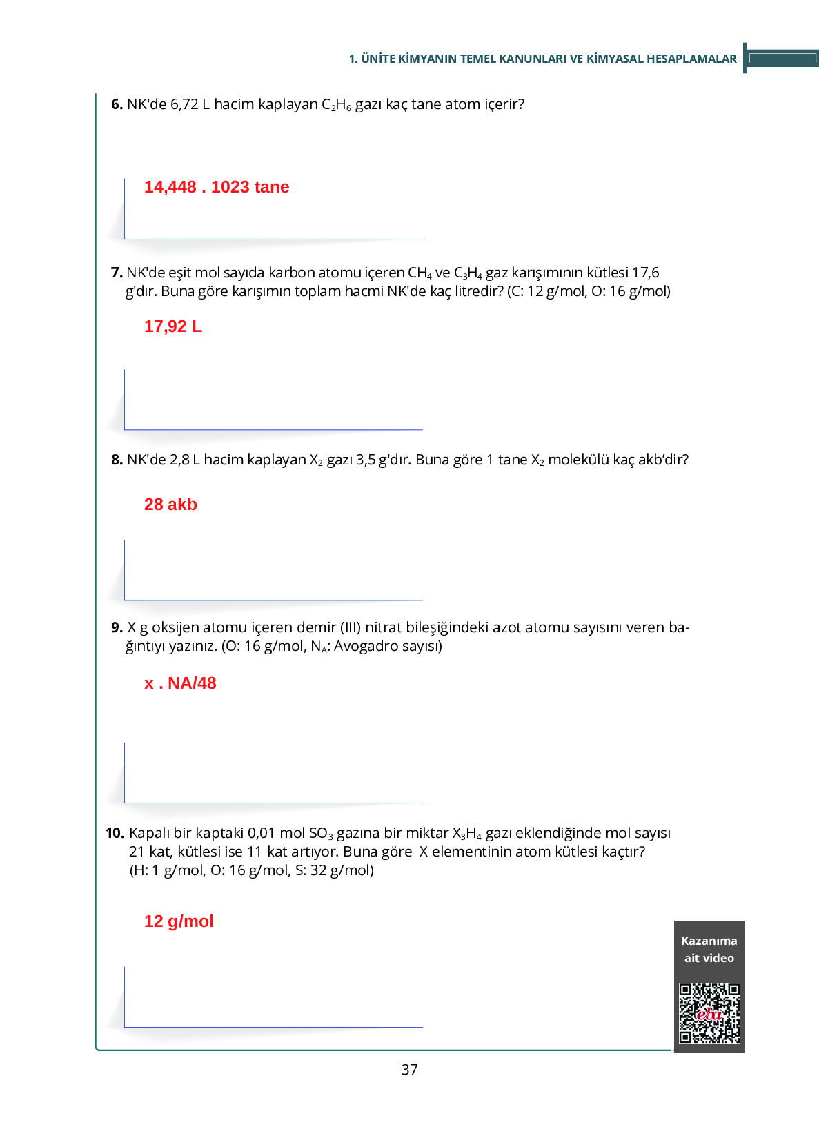 10. Sınıf Meb Yayınları Fen Lisesi Kimya Ders Kitabı Sayfa 37 Cevapları 10. Sınıf Meb Yayınları Fen Lisesi Kimya Ders Kitabı Sayfa 37 Cevapları