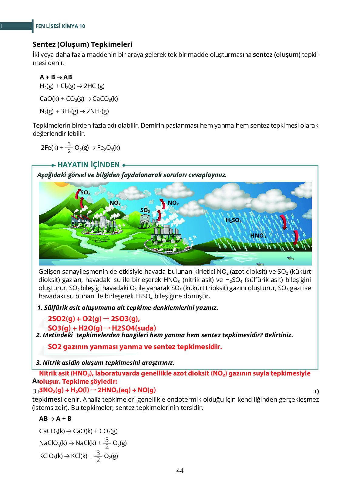 10. Sınıf Meb Yayınları Fen Lisesi Kimya Ders Kitabı Sayfa 44 Cevapları 10. Sınıf Meb Yayınları Fen Lisesi Kimya Ders Kitabı Sayfa 44 Cevapları