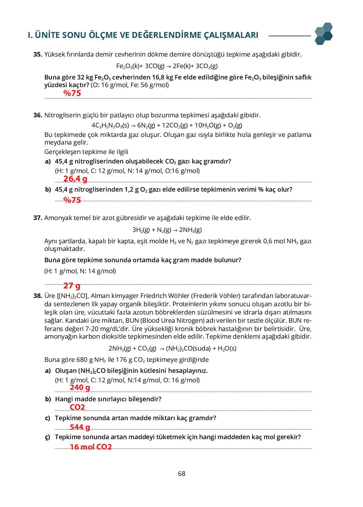 10. Sınıf Meb Yayınları Fen Lisesi Kimya Ders Kitabı Sayfa 68 Cevapları 10. Sınıf Meb Yayınları Fen Lisesi Kimya Ders Kitabı Sayfa 68 Cevapları