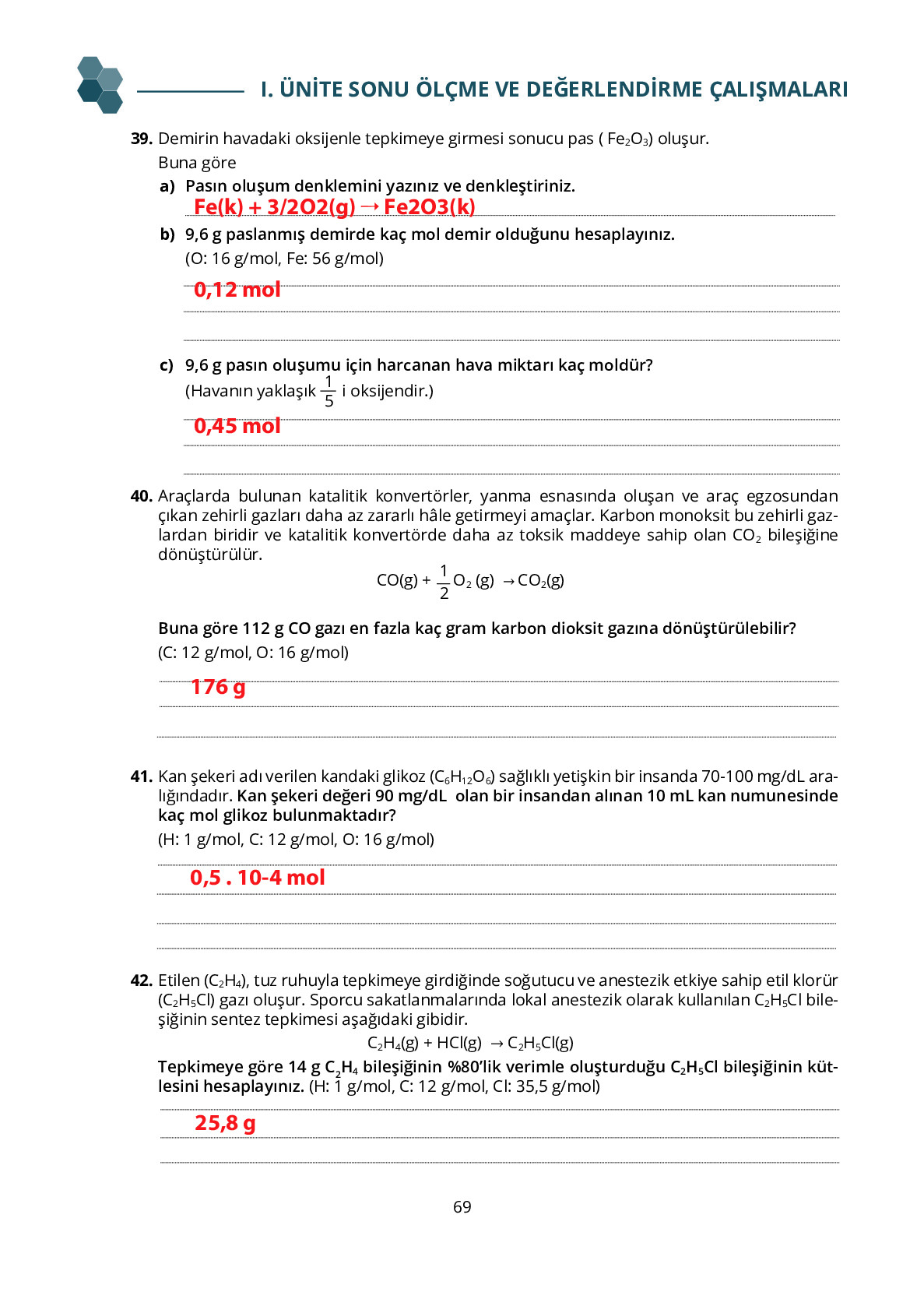 10. Sınıf Meb Yayınları Fen Lisesi Kimya Ders Kitabı Sayfa 69 Cevapları 10. Sınıf Meb Yayınları Fen Lisesi Kimya Ders Kitabı Sayfa 69 Cevapları
