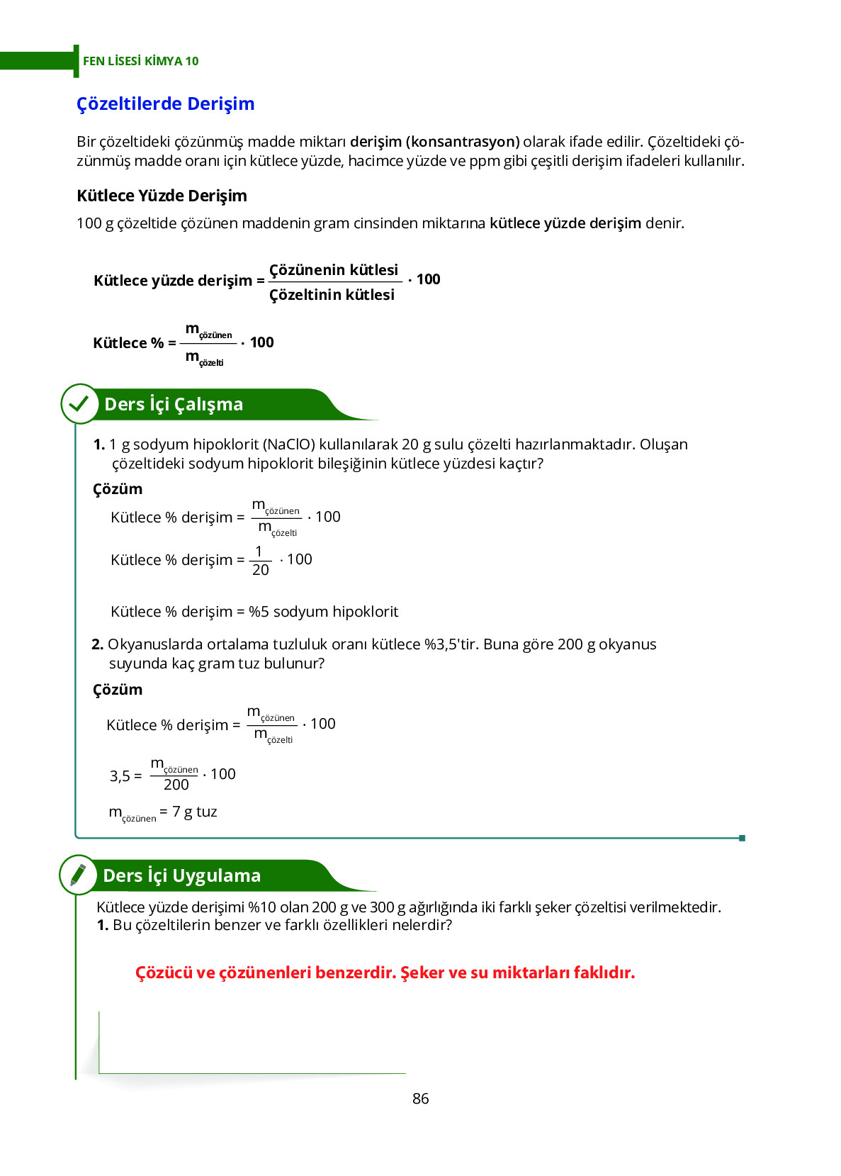 10. Sınıf Meb Yayınları Fen Lisesi Kimya Ders Kitabı Sayfa 86 Cevapları 10. Sınıf Meb Yayınları Fen Lisesi Kimya Ders Kitabı Sayfa 86 Cevapları