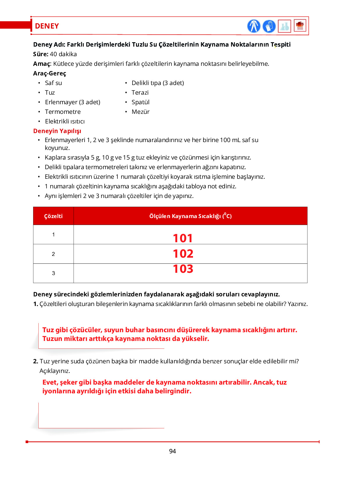 10. Sınıf Meb Yayınları Fen Lisesi Kimya Ders Kitabı Sayfa 94 Cevapları 10. Sınıf Meb Yayınları Fen Lisesi Kimya Ders Kitabı Sayfa 94 Cevapları