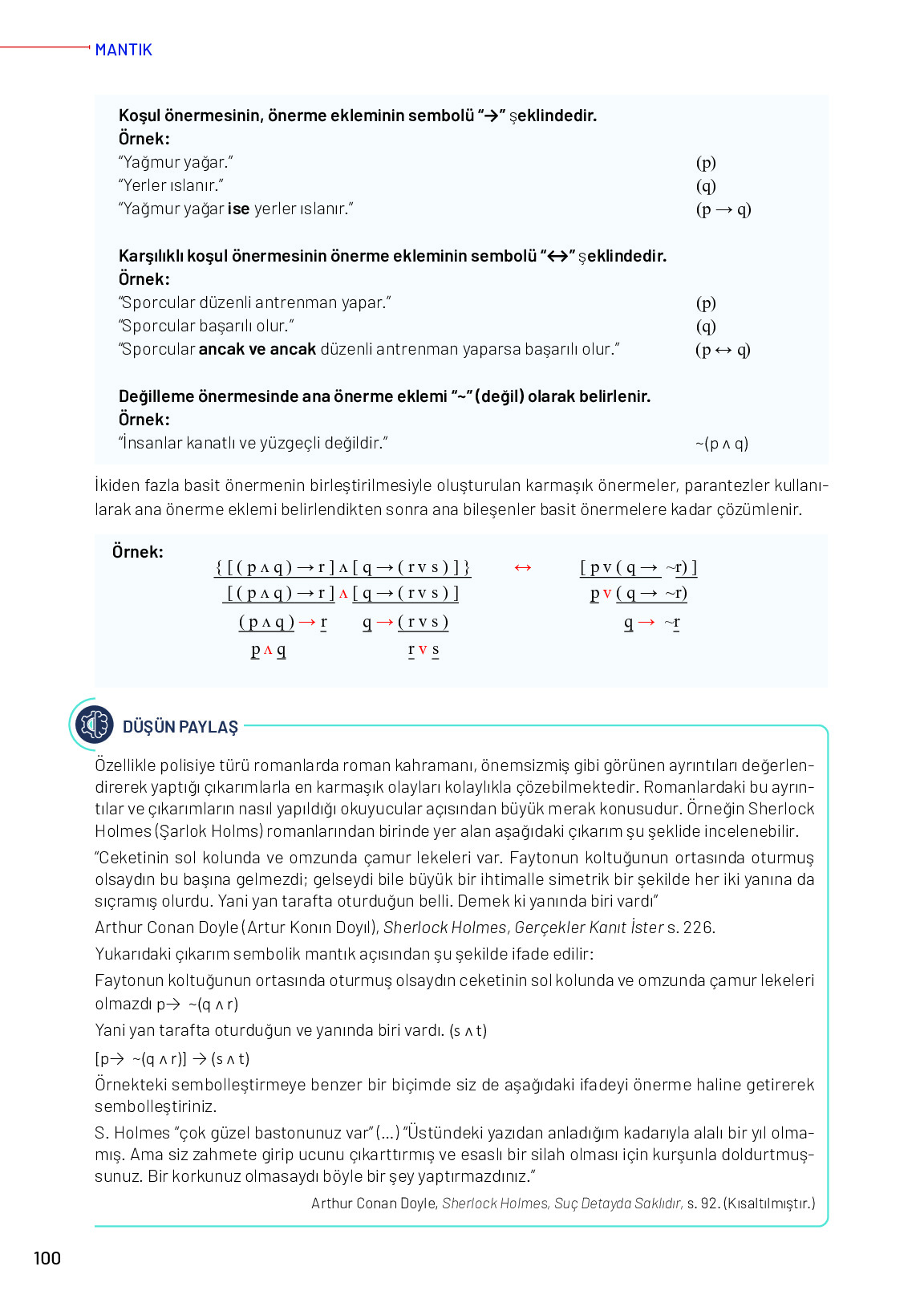 11-12. Sınıf Meb Yayınları Mantık Ders Kitabı Sayfa 100 Cevapları 11-12. Sınıf Meb Yayınları Mantık Ders Kitabı Sayfa 100 Cevapları