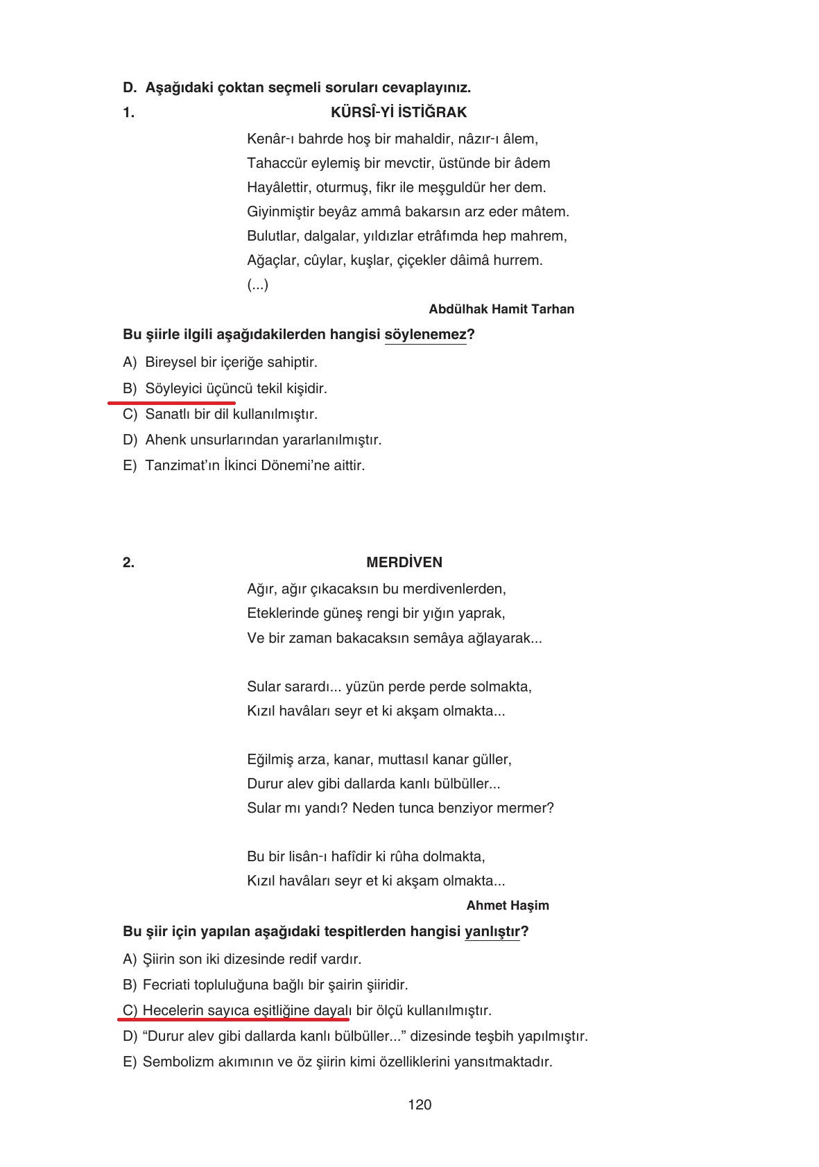 11. Sınıf Gizem Yayınları Türk Dili Ve Edebiyatı Ders Kitabı Sayfa 120 Cevapları