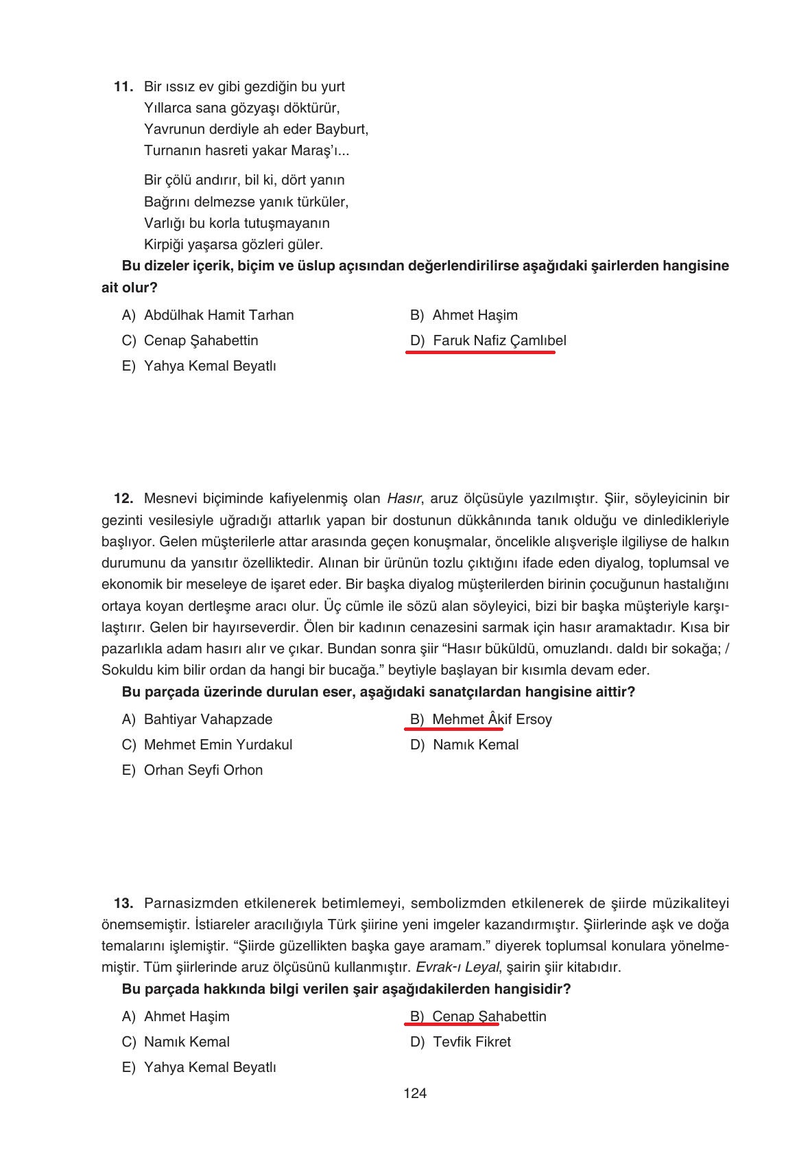 11. Sınıf Gizem Yayınları Türk Dili Ve Edebiyatı Ders Kitabı Sayfa 124 Cevapları 11. Sınıf Gizem Yayınları Türk Dili Ve Edebiyatı Ders Kitabı Sayfa 124 Cevapları