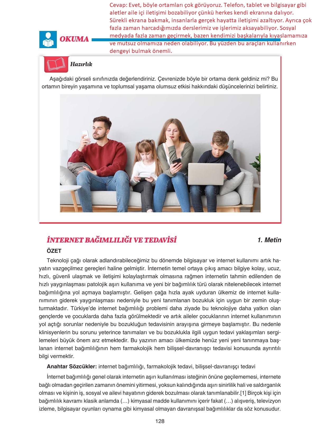 11. Sınıf Gizem Yayınları Türk Dili Ve Edebiyatı Ders Kitabı Sayfa 128 Cevapları