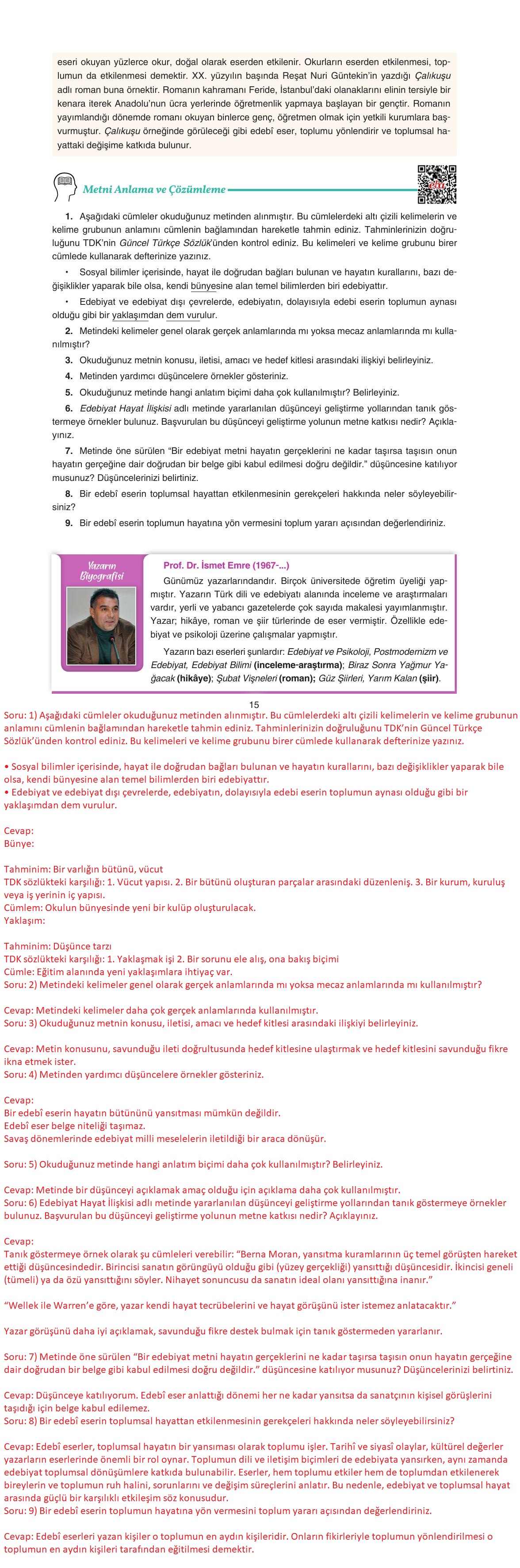 11. Sınıf Gizem Yayınları Türk Dili Ve Edebiyatı Ders Kitabı Sayfa 15 Cevapları 11. Sınıf Gizem Yayınları Türk Dili Ve Edebiyatı Ders Kitabı Sayfa 15 Cevapları