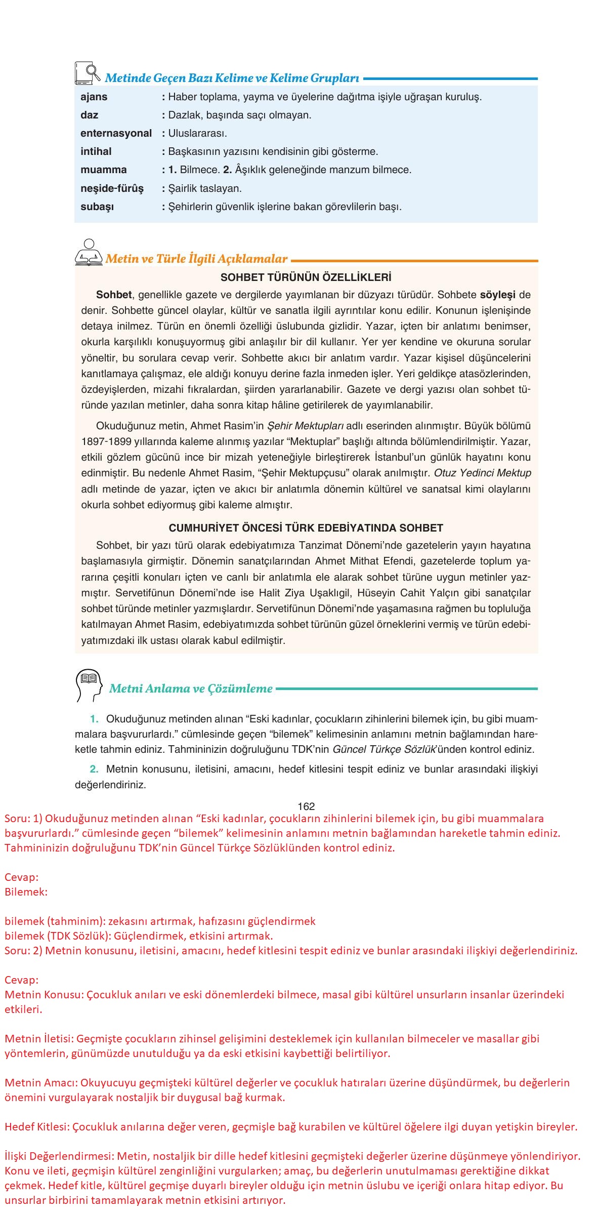 11. Sınıf Gizem Yayınları Türk Dili Ve Edebiyatı Ders Kitabı Sayfa 162 Cevapları 11. Sınıf Gizem Yayınları Türk Dili Ve Edebiyatı Ders Kitabı Sayfa 162 Cevapları