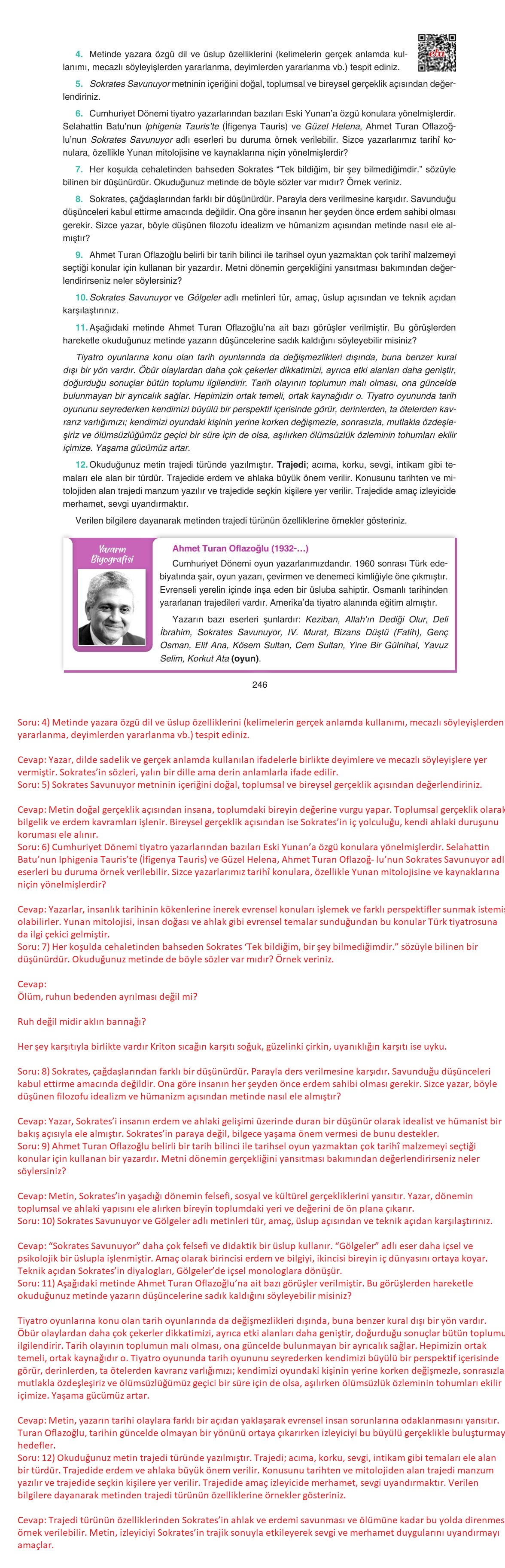 11. Sınıf Gizem Yayınları Türk Dili Ve Edebiyatı Ders Kitabı Sayfa 246 Cevapları 11. Sınıf Gizem Yayınları Türk Dili Ve Edebiyatı Ders Kitabı Sayfa 246 Cevapları