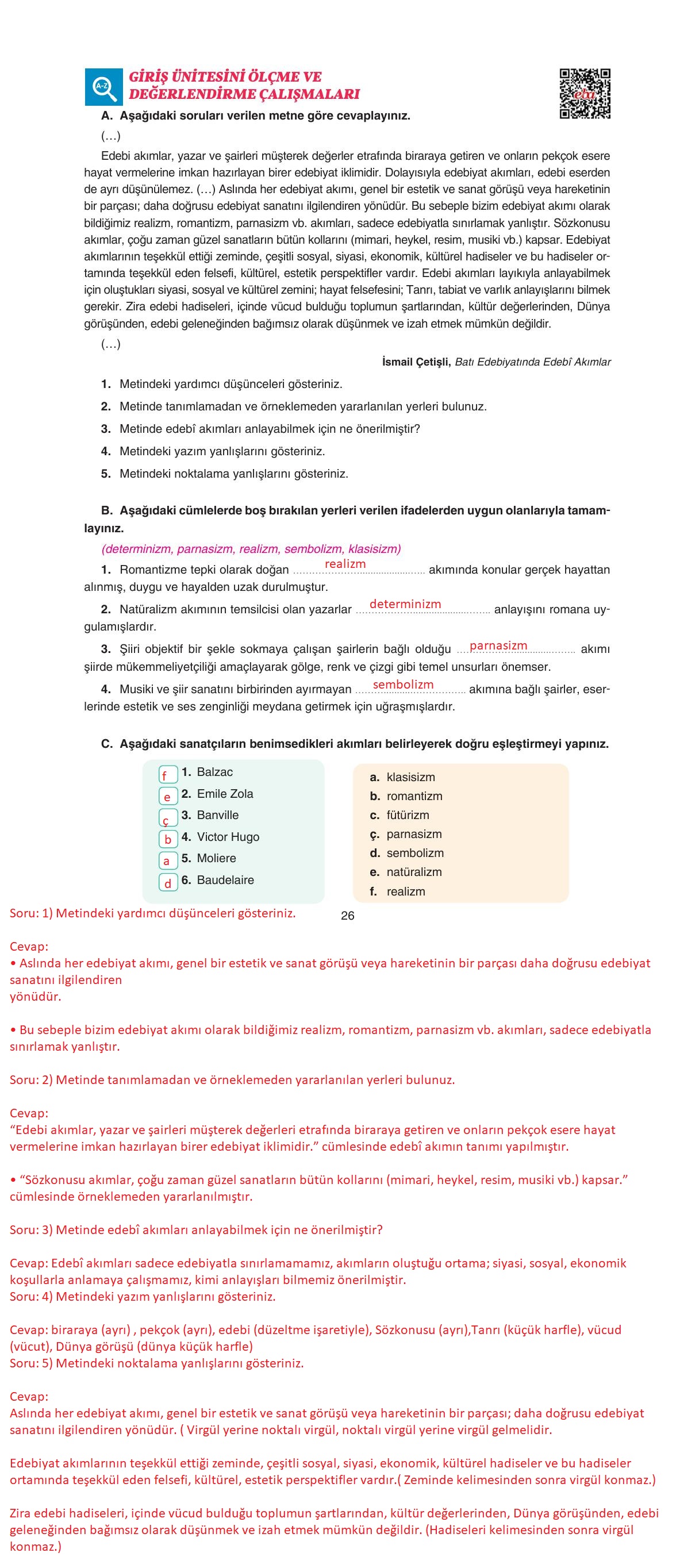 11. Sınıf Gizem Yayınları Türk Dili Ve Edebiyatı Ders Kitabı Sayfa 26 Cevapları 11. Sınıf Gizem Yayınları Türk Dili Ve Edebiyatı Ders Kitabı Sayfa 26 Cevapları
