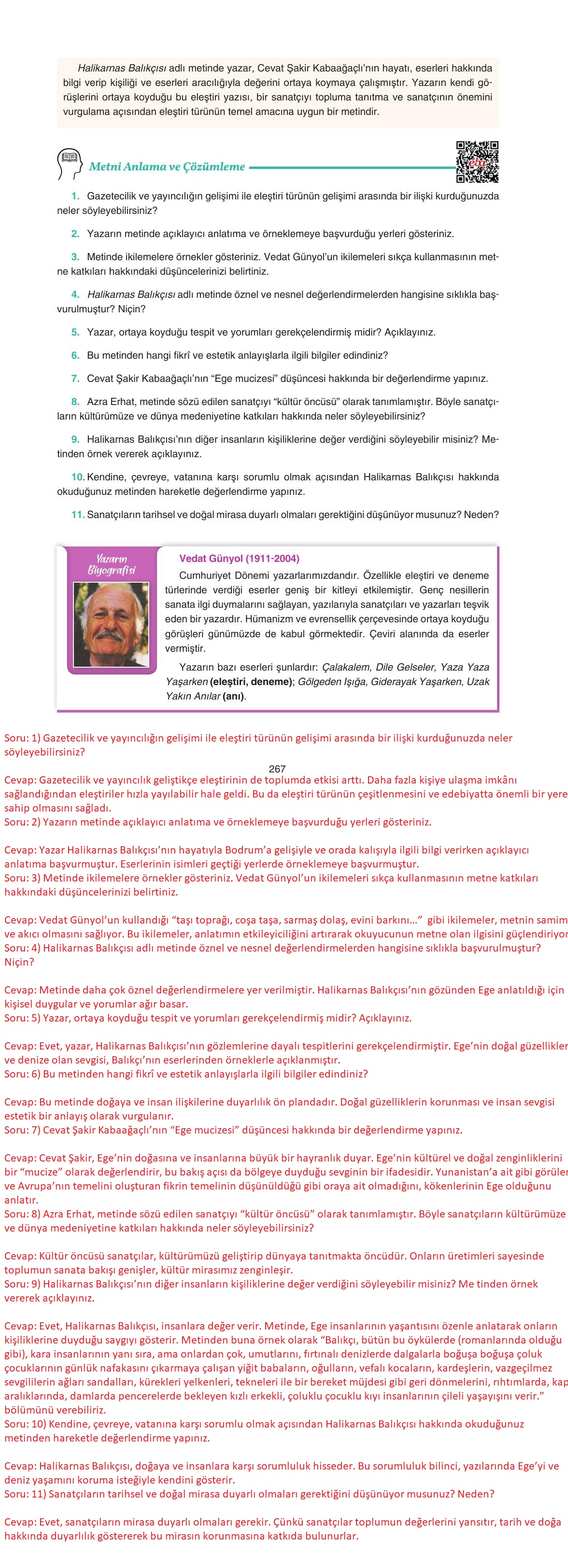11. Sınıf Gizem Yayınları Türk Dili Ve Edebiyatı Ders Kitabı Sayfa 267 Cevapları 11. Sınıf Gizem Yayınları Türk Dili Ve Edebiyatı Ders Kitabı Sayfa 267 Cevapları