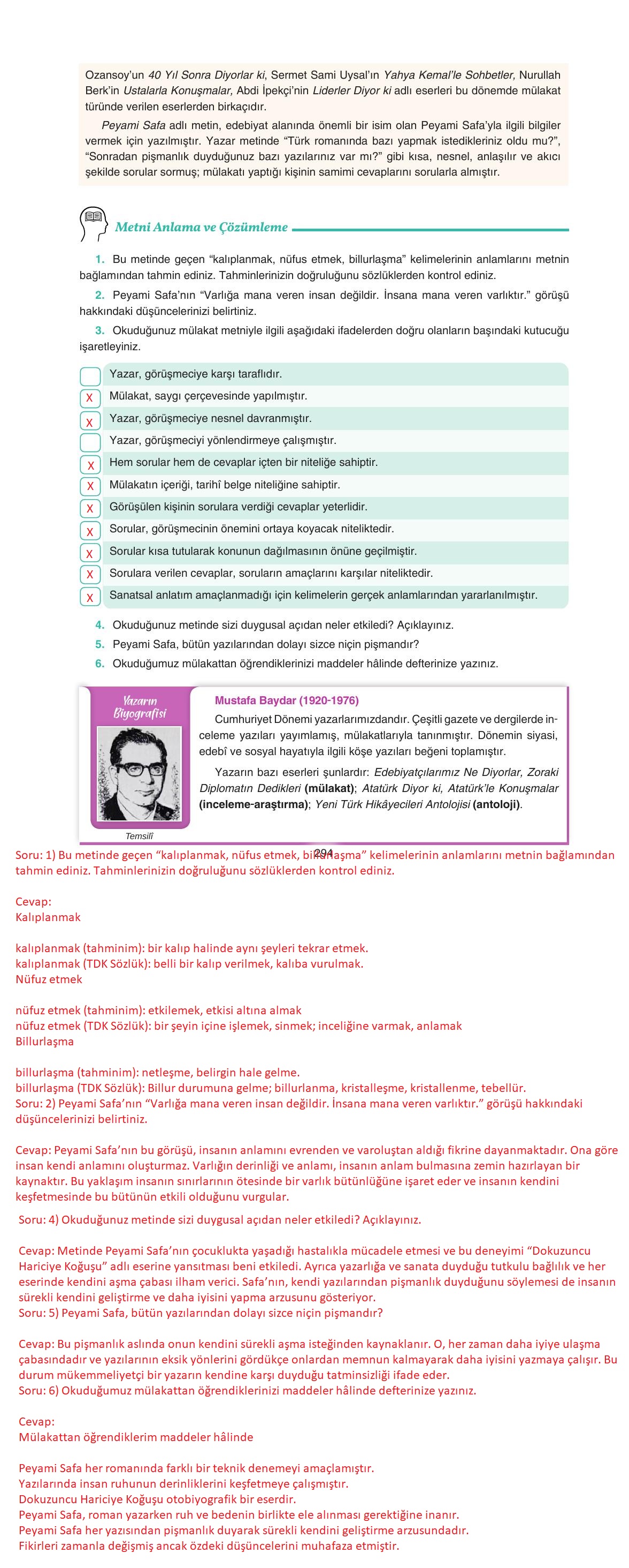 11. Sınıf Gizem Yayınları Türk Dili Ve Edebiyatı Ders Kitabı Sayfa 294 Cevapları 11. Sınıf Gizem Yayınları Türk Dili Ve Edebiyatı Ders Kitabı Sayfa 294 Cevapları