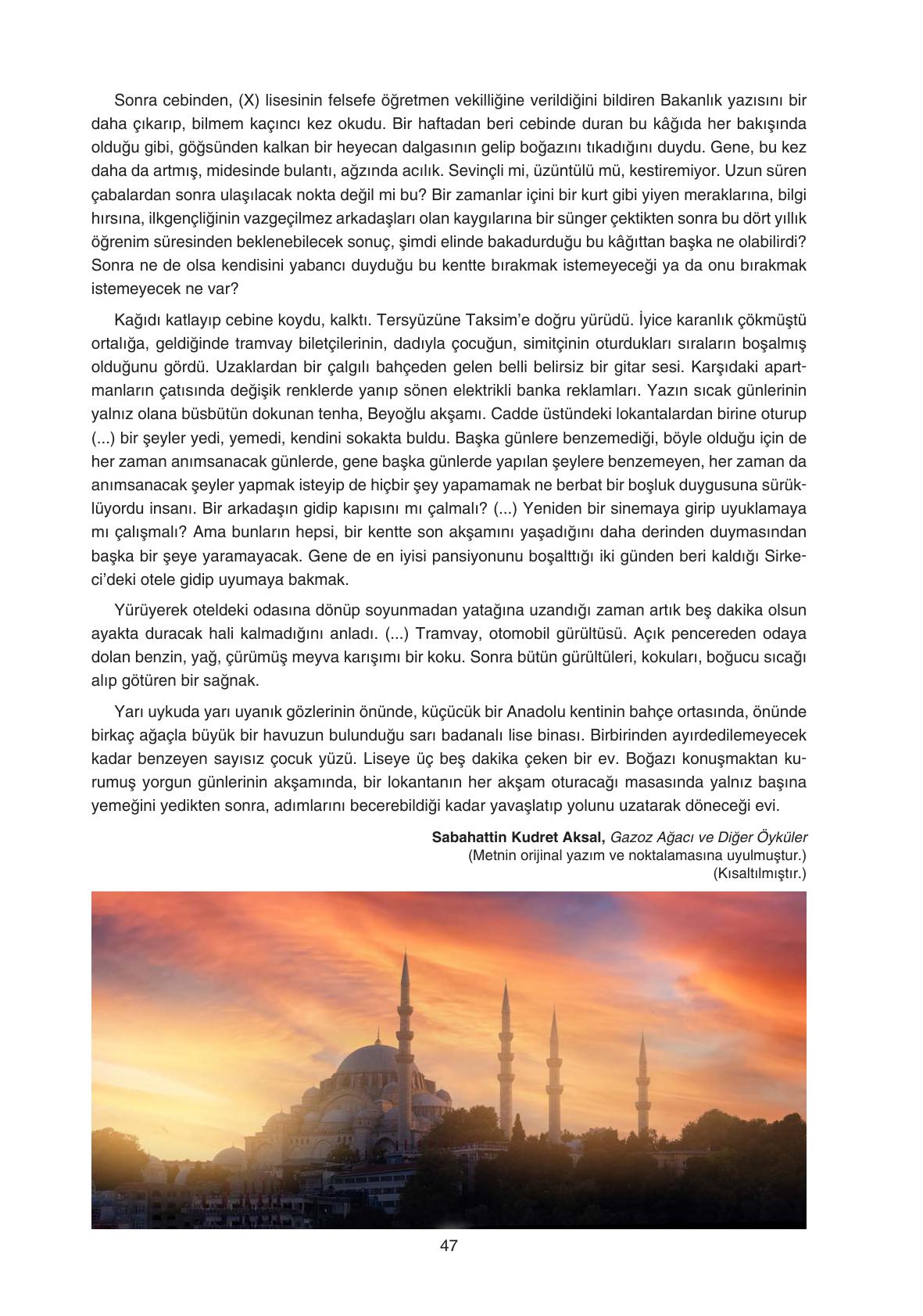 11. Sınıf Gizem Yayınları Türk Dili Ve Edebiyatı Ders Kitabı Sayfa 47 Cevapları