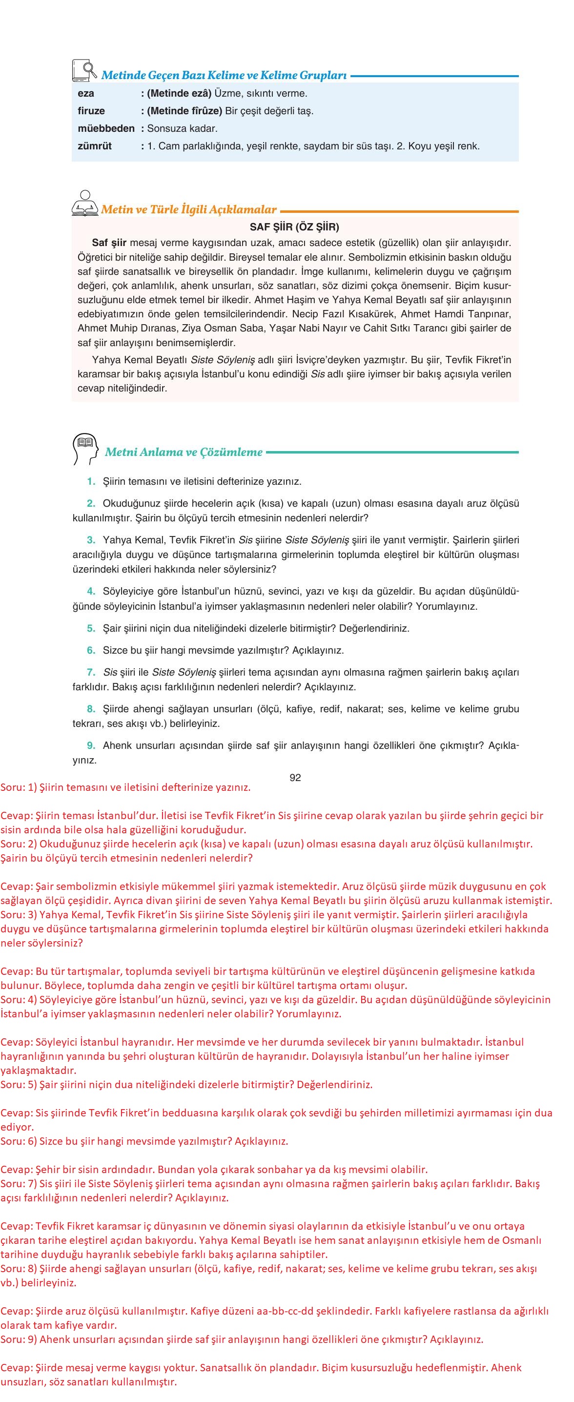 11. Sınıf Gizem Yayınları Türk Dili Ve Edebiyatı Ders Kitabı Sayfa 92 Cevapları 11. Sınıf Gizem Yayınları Türk Dili Ve Edebiyatı Ders Kitabı Sayfa 92 Cevapları