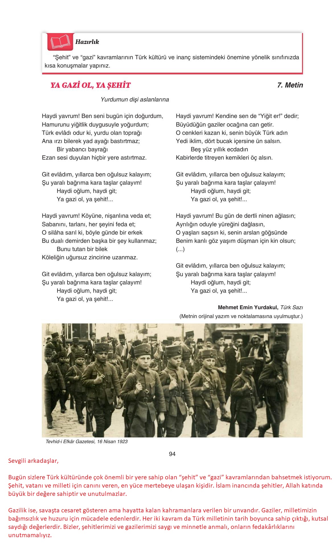 11. Sınıf Gizem Yayınları Türk Dili Ve Edebiyatı Ders Kitabı Sayfa 94 Cevapları