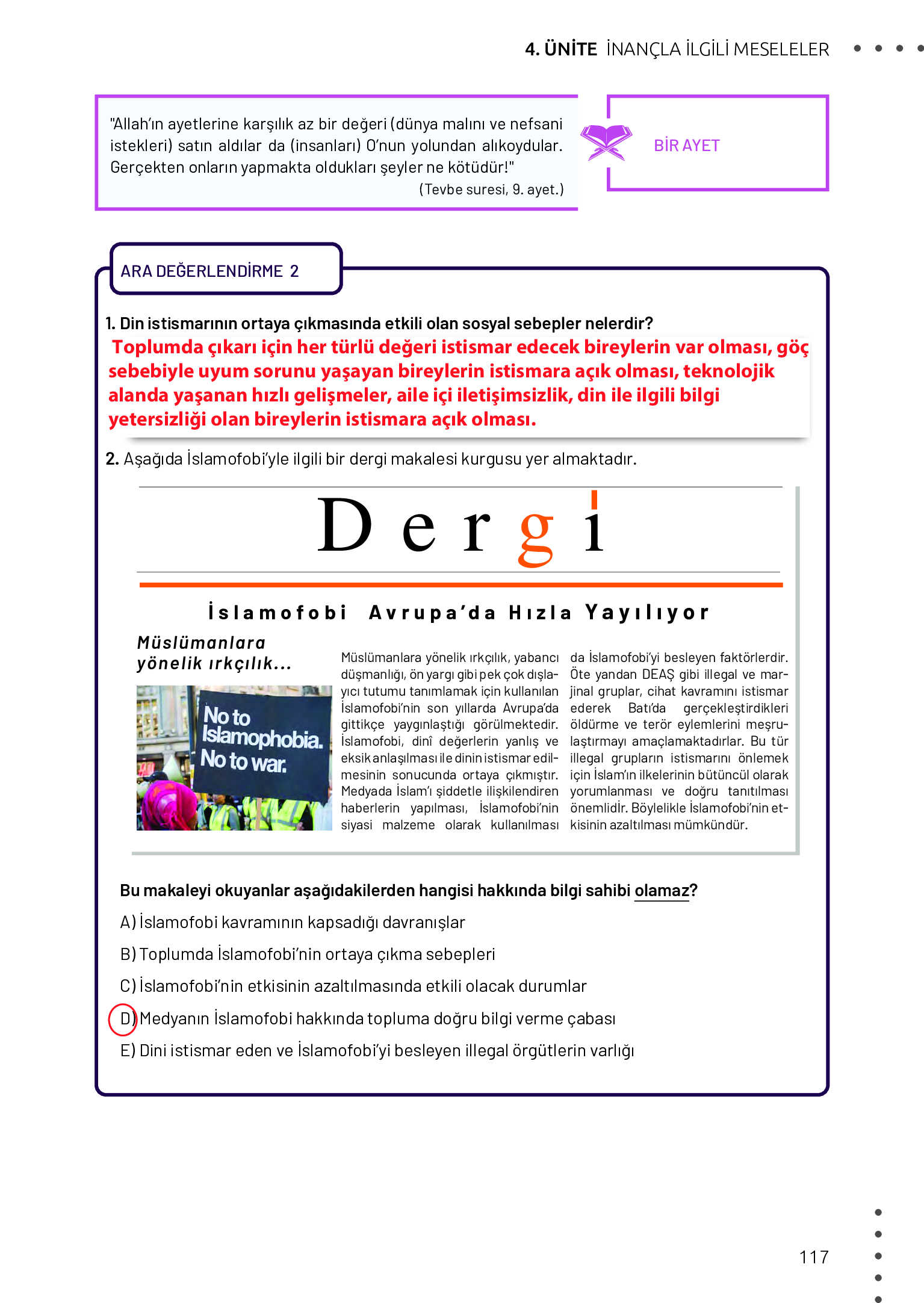 11. Sınıf Meb Yayınları Din Kültürü Ve Ahlak Bilgisi Ders Kitabı Sayfa 117 Cevapları 11. Sınıf Meb Yayınları Din Kültürü Ve Ahlak Bilgisi Ders Kitabı Sayfa 117 Cevapları