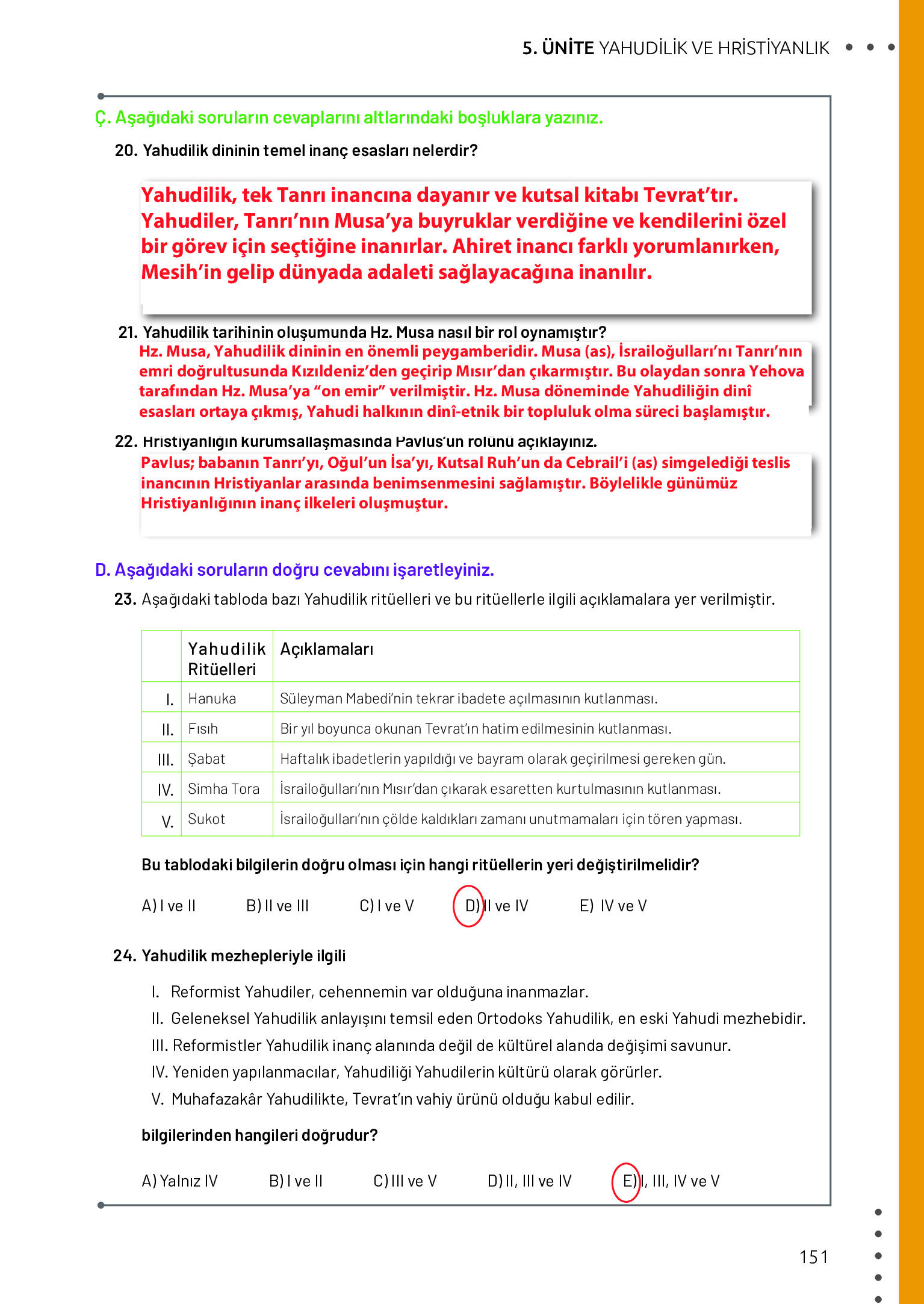 11. Sınıf Meb Yayınları Din Kültürü Ve Ahlak Bilgisi Ders Kitabı Sayfa 151 Cevapları 11. Sınıf Meb Yayınları Din Kültürü Ve Ahlak Bilgisi Ders Kitabı Sayfa 151 Cevapları