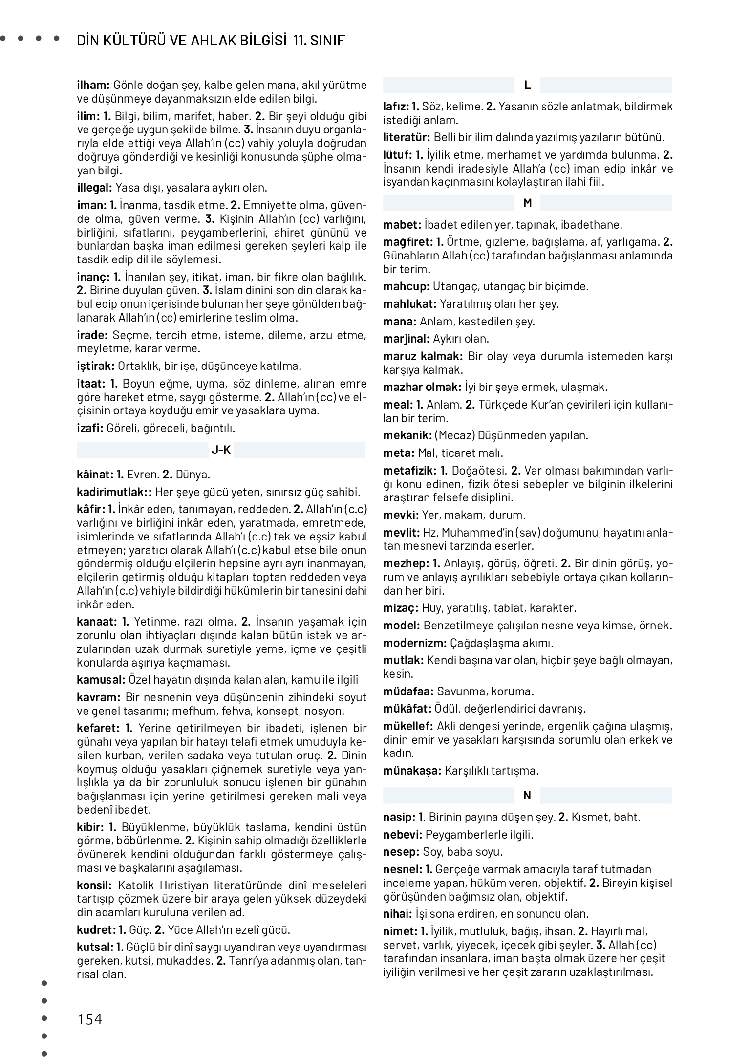 11. Sınıf Meb Yayınları Din Kültürü Ve Ahlak Bilgisi Ders Kitabı Sayfa 154 Cevapları 11. Sınıf Meb Yayınları Din Kültürü Ve Ahlak Bilgisi Ders Kitabı Sayfa 154 Cevapları