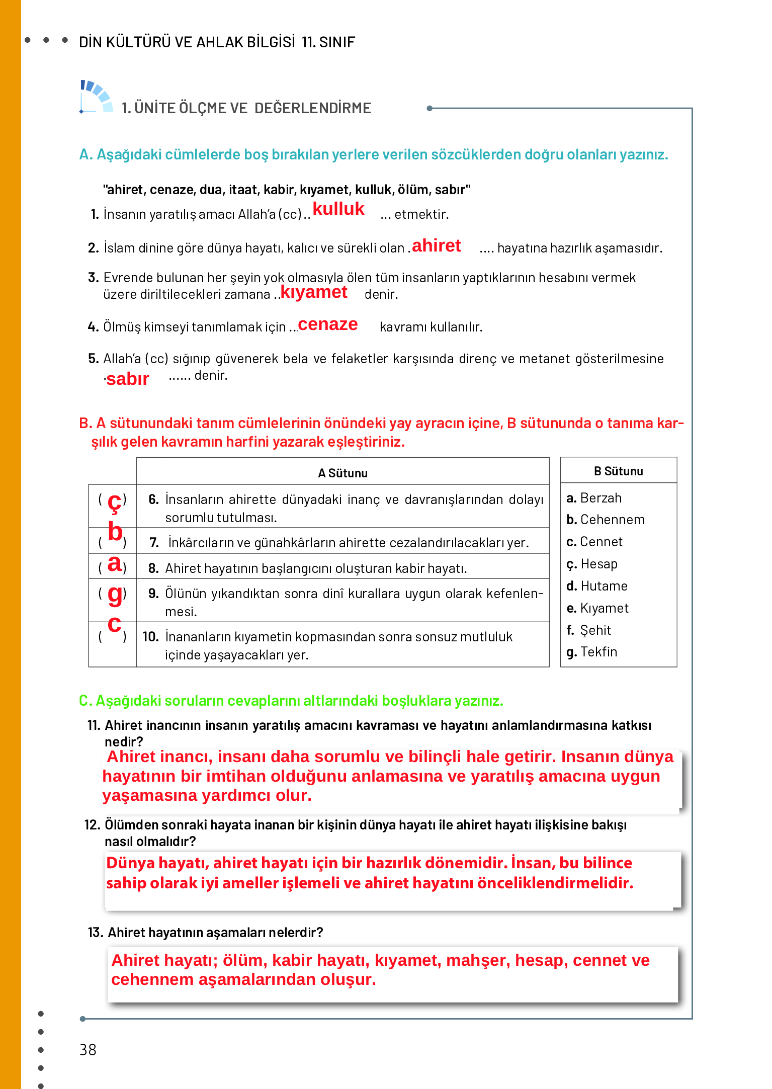 11. Sınıf Meb Yayınları Din Kültürü Ve Ahlak Bilgisi Ders Kitabı Sayfa 38 Cevapları 11. Sınıf Meb Yayınları Din Kültürü Ve Ahlak Bilgisi Ders Kitabı Sayfa 38 Cevapları