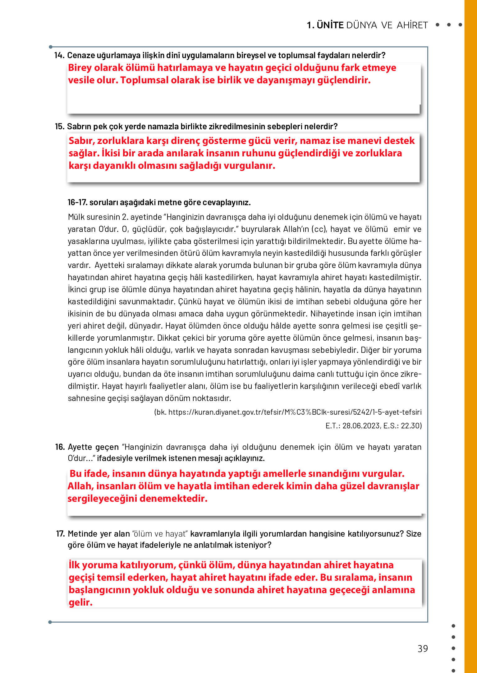 11. Sınıf Meb Yayınları Din Kültürü Ve Ahlak Bilgisi Ders Kitabı Sayfa 39 Cevapları 11. Sınıf Meb Yayınları Din Kültürü Ve Ahlak Bilgisi Ders Kitabı Sayfa 39 Cevapları