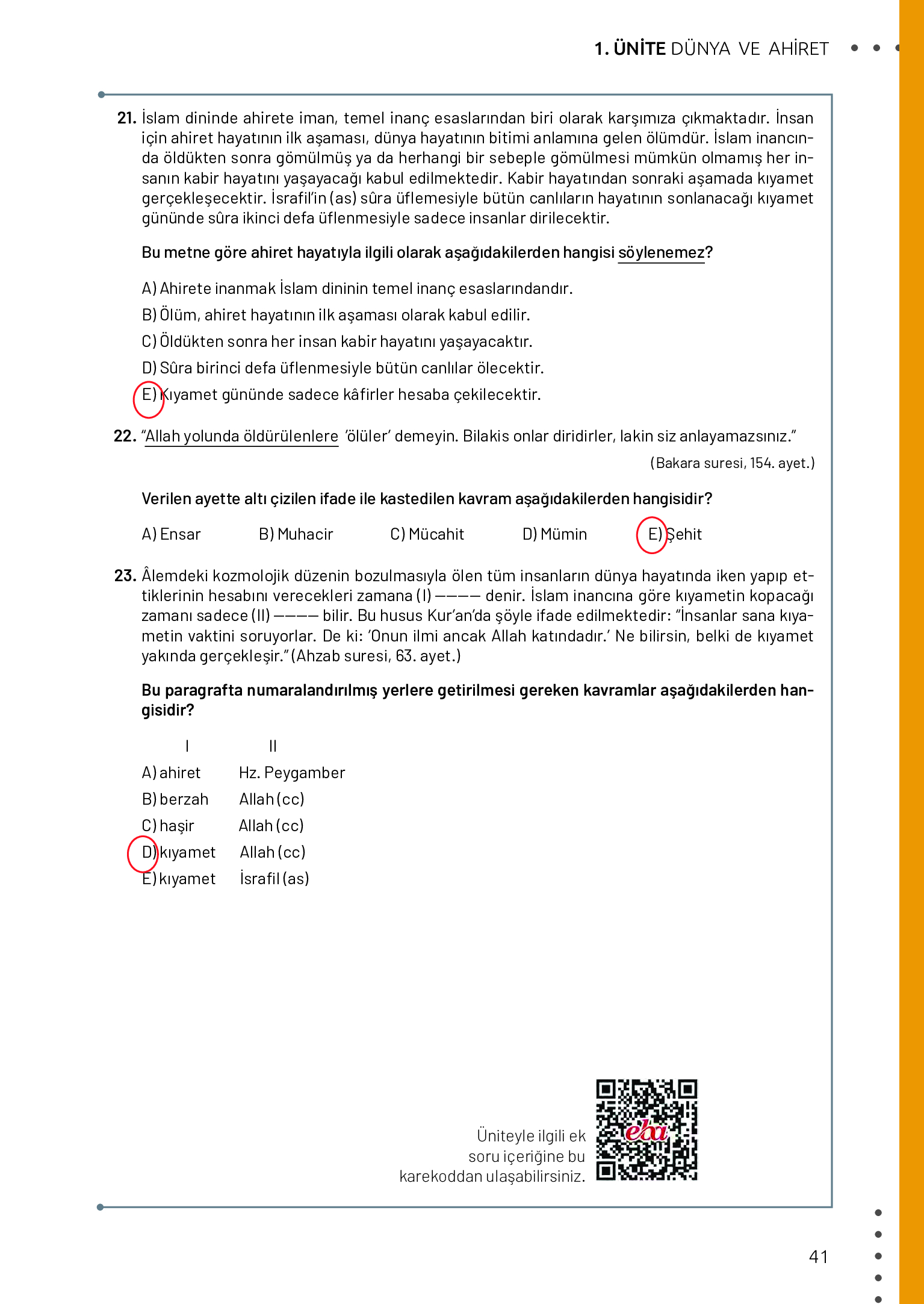 11. Sınıf Meb Yayınları Din Kültürü Ve Ahlak Bilgisi Ders Kitabı Sayfa 41 Cevapları 11. Sınıf Meb Yayınları Din Kültürü Ve Ahlak Bilgisi Ders Kitabı Sayfa 41 Cevapları