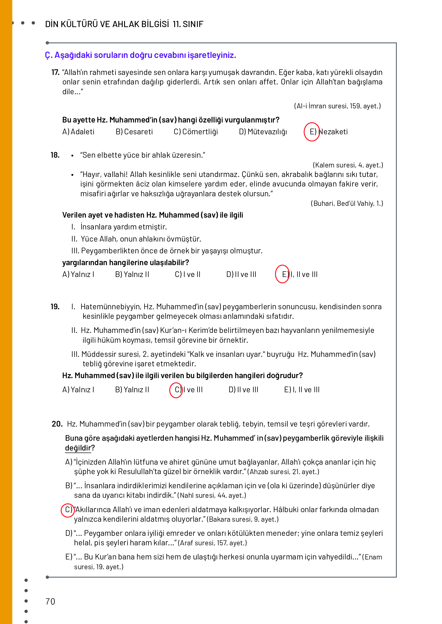 11. Sınıf Meb Yayınları Din Kültürü Ve Ahlak Bilgisi Ders Kitabı Sayfa 70 Cevapları 11. Sınıf Meb Yayınları Din Kültürü Ve Ahlak Bilgisi Ders Kitabı Sayfa 70 Cevapları