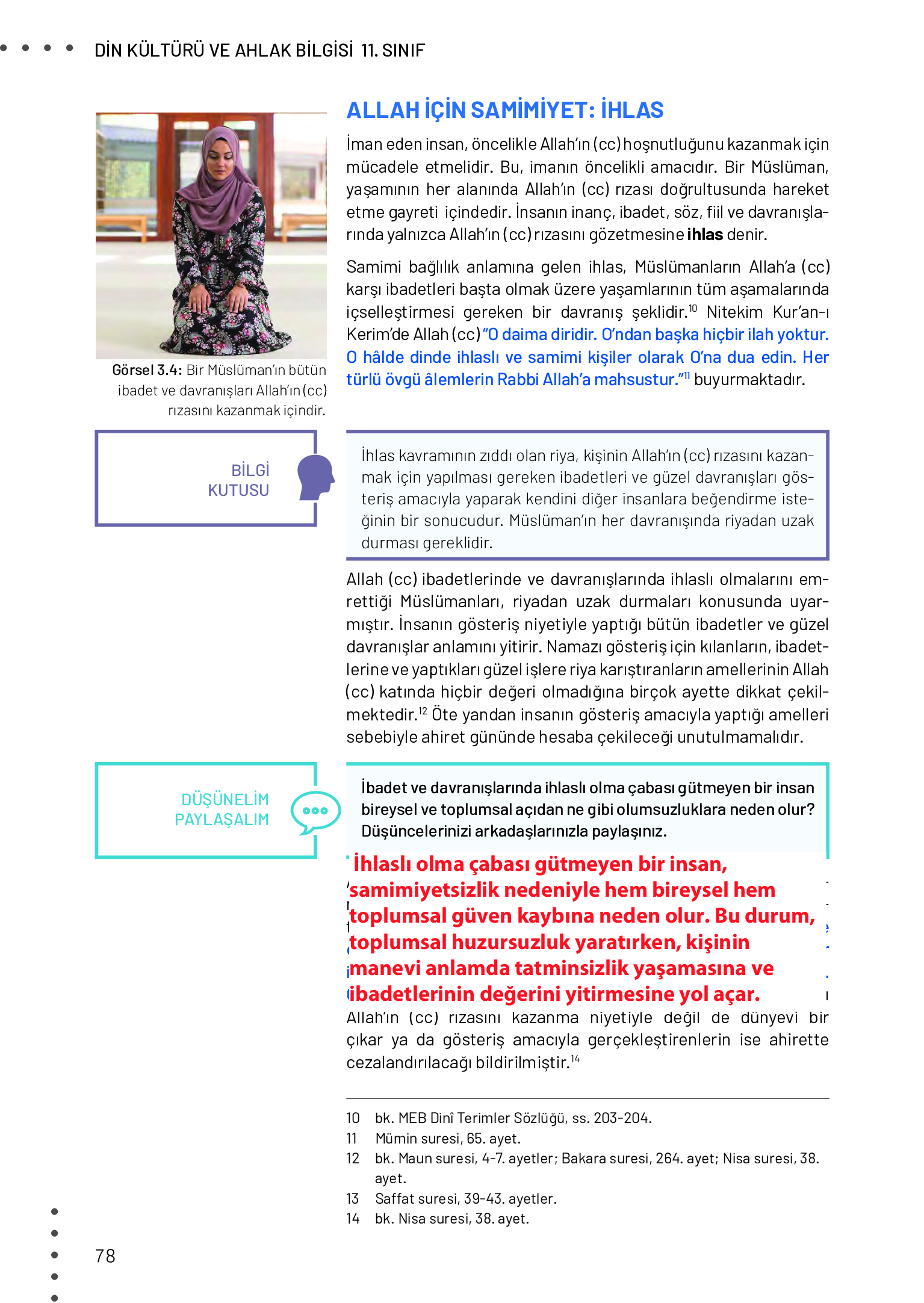 11. Sınıf Meb Yayınları Din Kültürü Ve Ahlak Bilgisi Ders Kitabı Sayfa 78 Cevapları 11. Sınıf Meb Yayınları Din Kültürü Ve Ahlak Bilgisi Ders Kitabı Sayfa 78 Cevapları