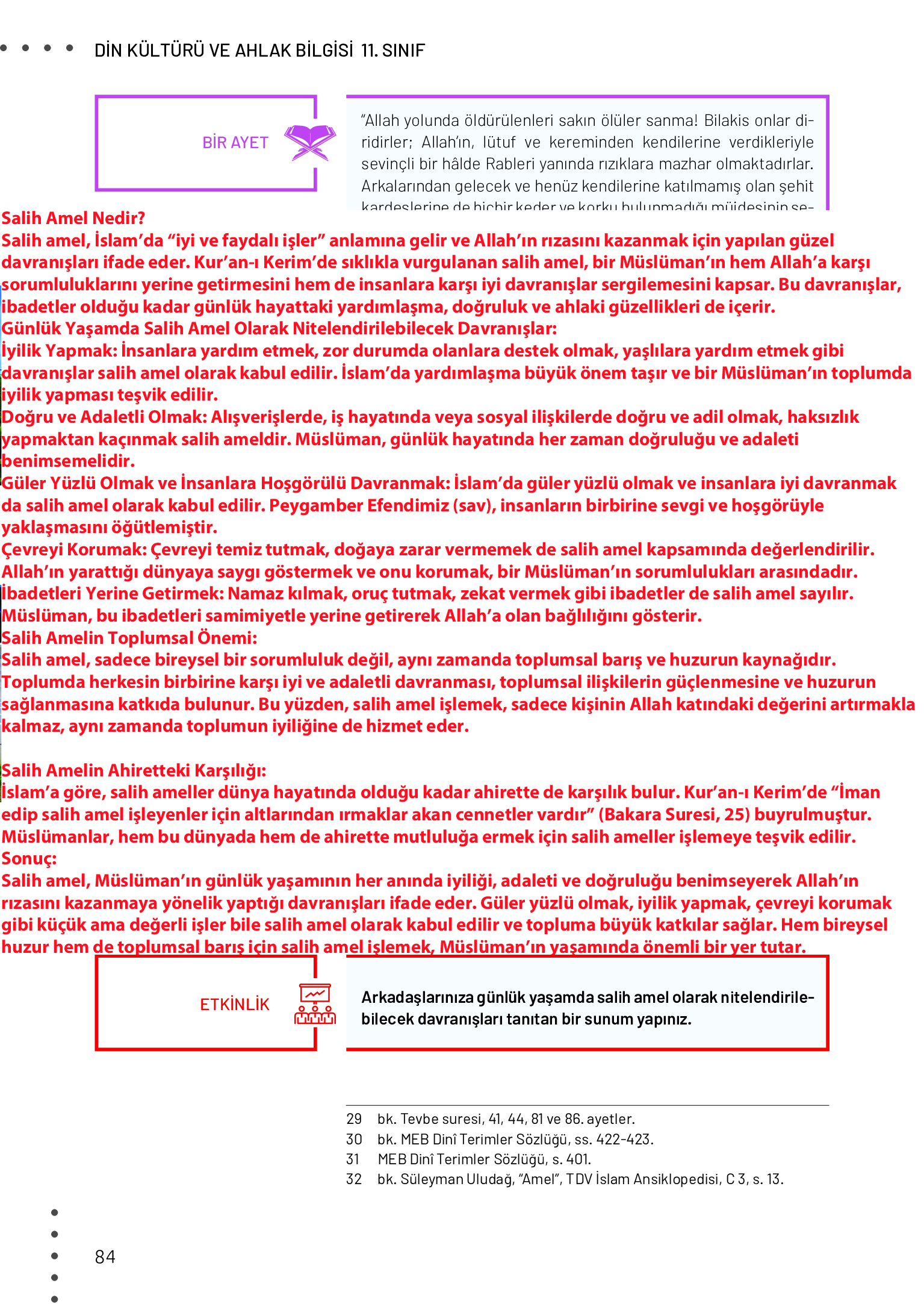 11. Sınıf Meb Yayınları Din Kültürü Ve Ahlak Bilgisi Ders Kitabı Sayfa 84 Cevapları 11. Sınıf Meb Yayınları Din Kültürü Ve Ahlak Bilgisi Ders Kitabı Sayfa 84 Cevapları