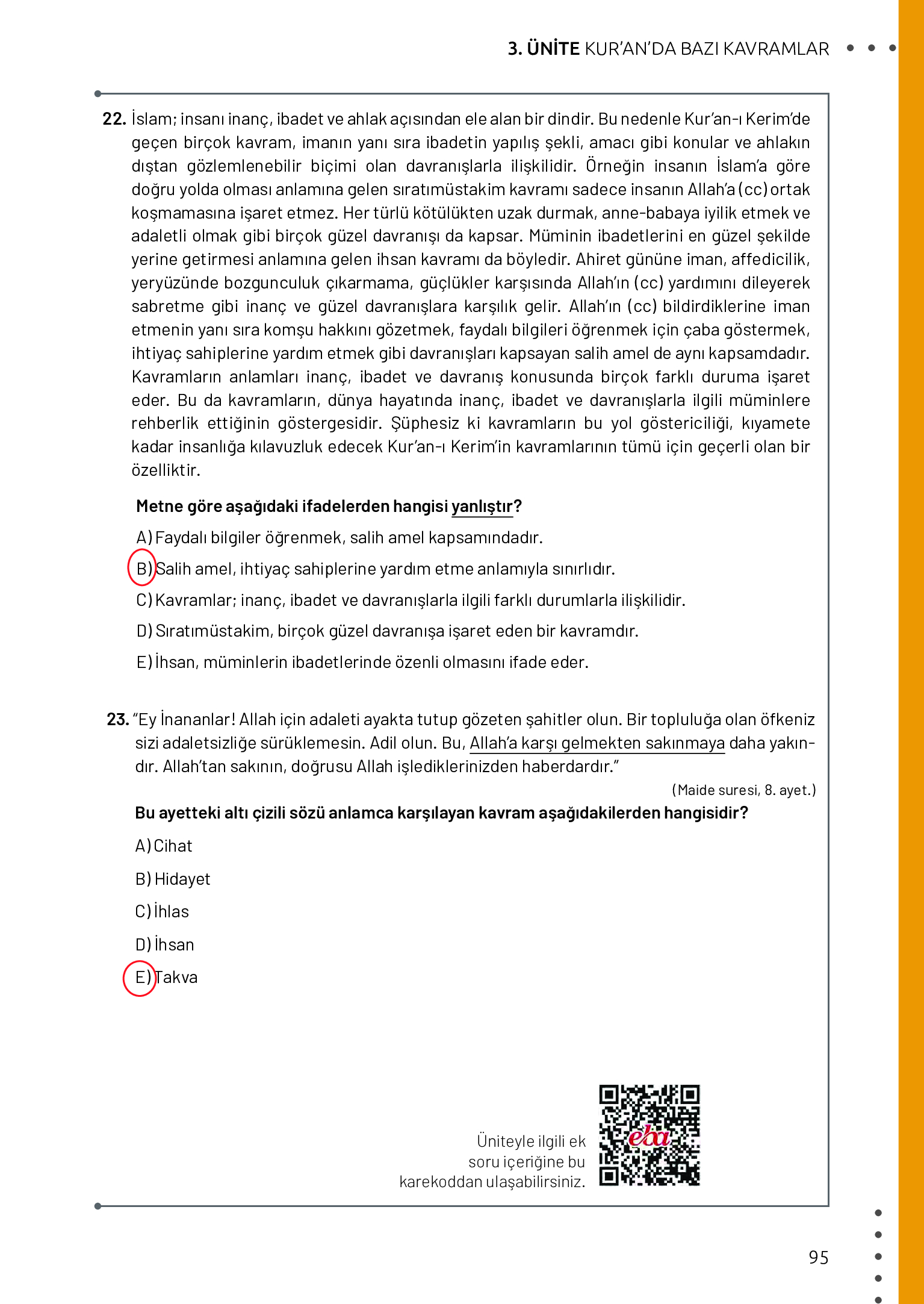11. Sınıf Meb Yayınları Din Kültürü Ve Ahlak Bilgisi Ders Kitabı Sayfa 95 Cevapları 11. Sınıf Meb Yayınları Din Kültürü Ve Ahlak Bilgisi Ders Kitabı Sayfa 95 Cevapları