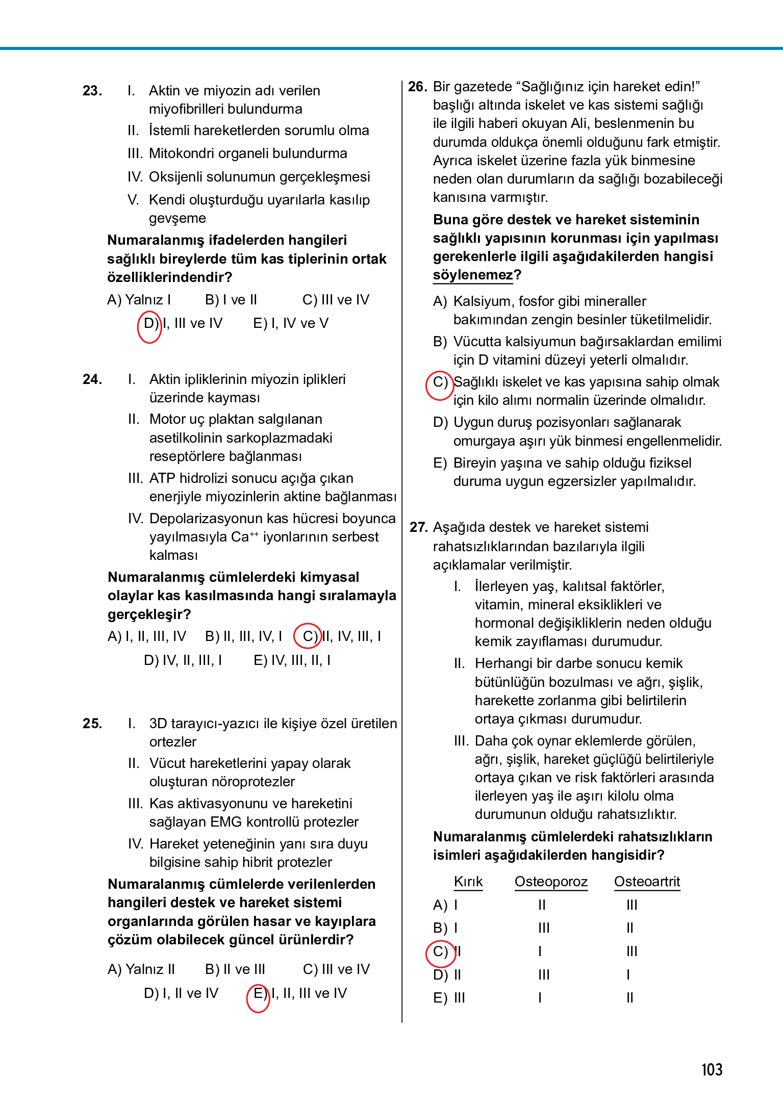 11. Sınıf Meb Yayınları Fen Lisesi Biyoloji Ders Kitabı Sayfa 103 Cevapları