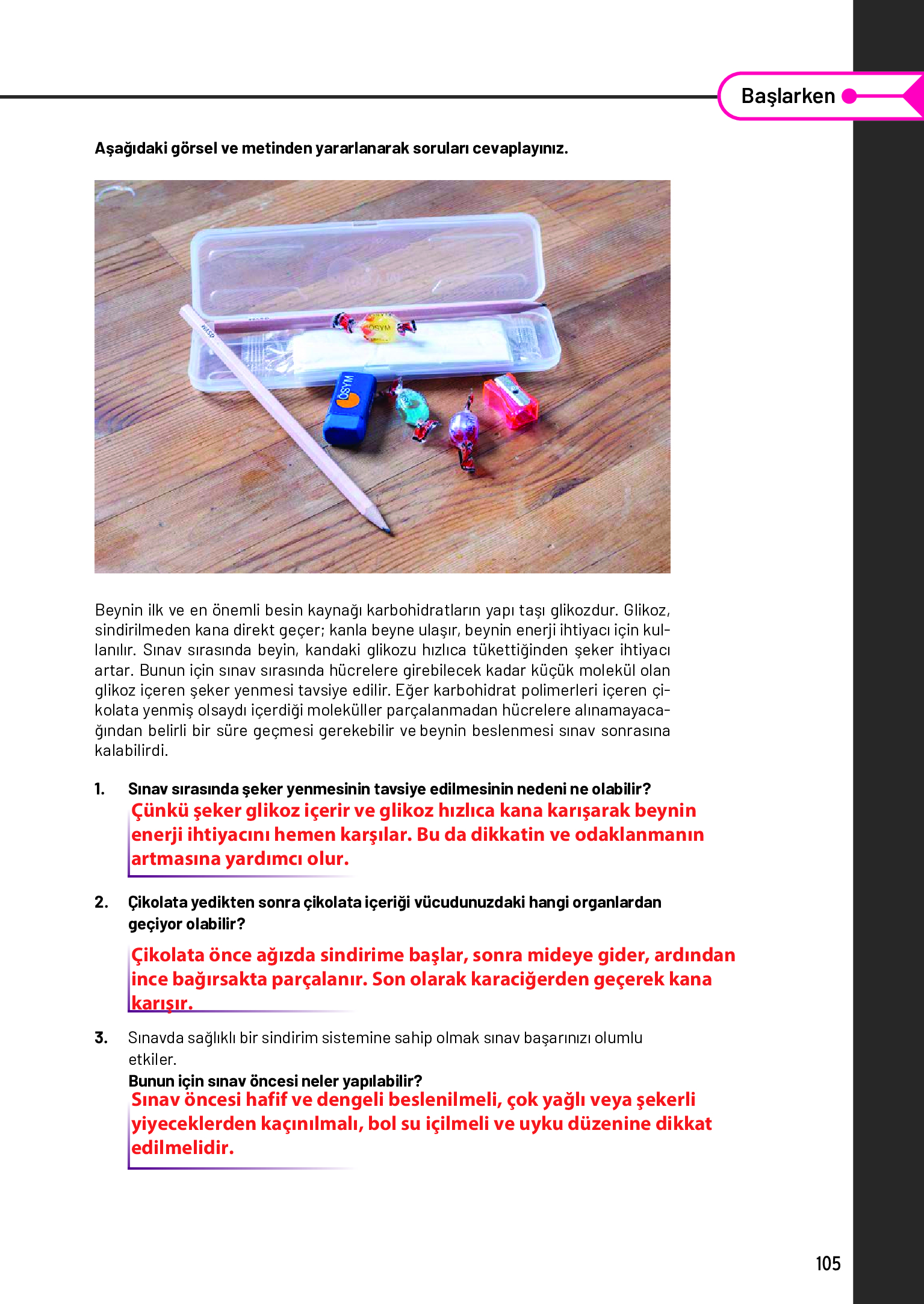11. Sınıf Meb Yayınları Fen Lisesi Biyoloji Ders Kitabı Sayfa 105 Cevapları