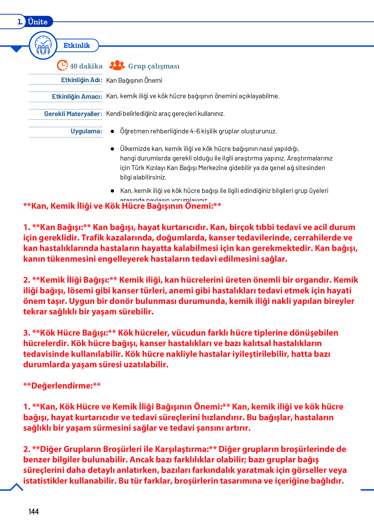 11. Sınıf Meb Yayınları Fen Lisesi Biyoloji Ders Kitabı Sayfa 144 Cevapları