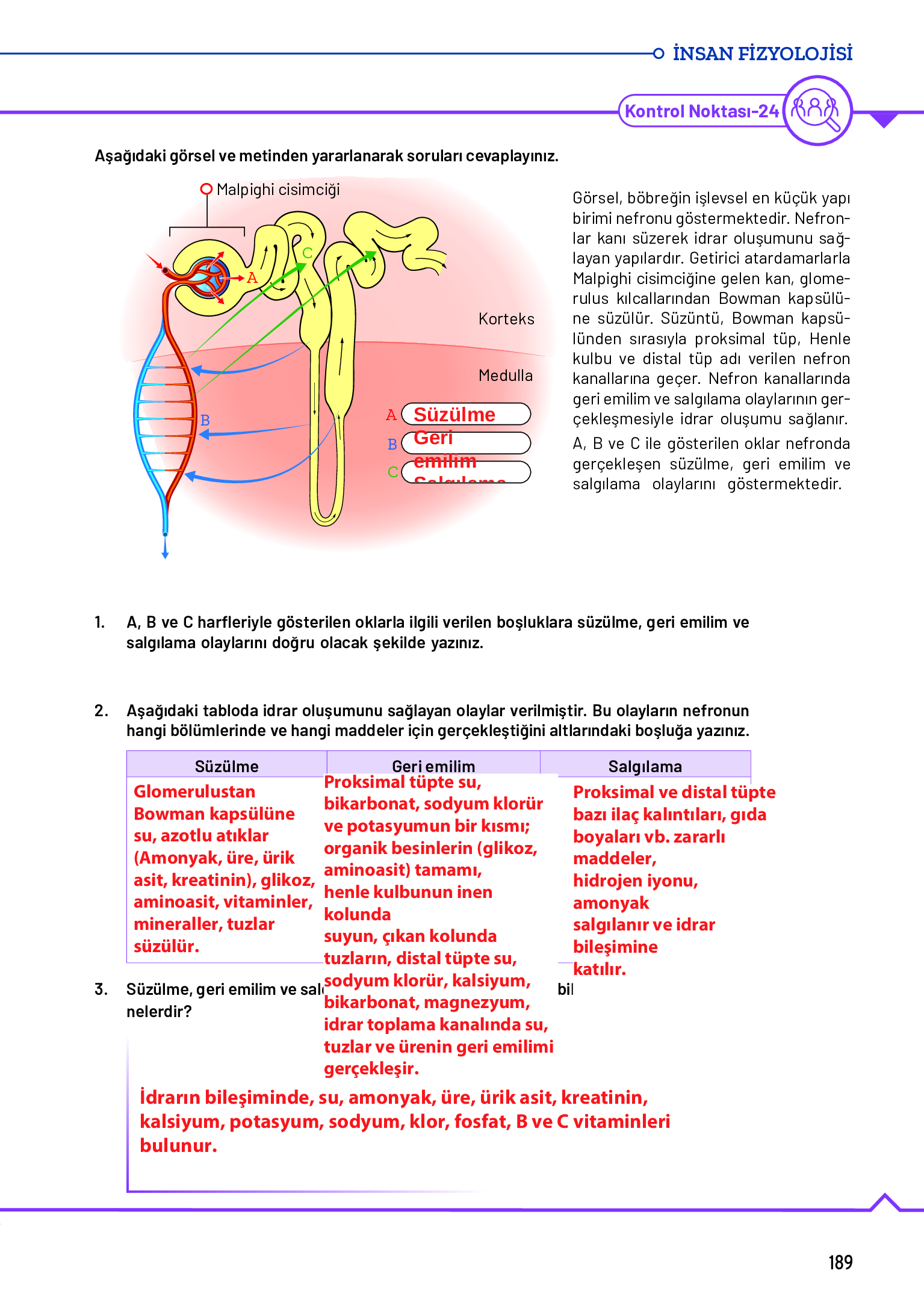 11. Sınıf Meb Yayınları Fen Lisesi Biyoloji Ders Kitabı Sayfa 189 Cevapları