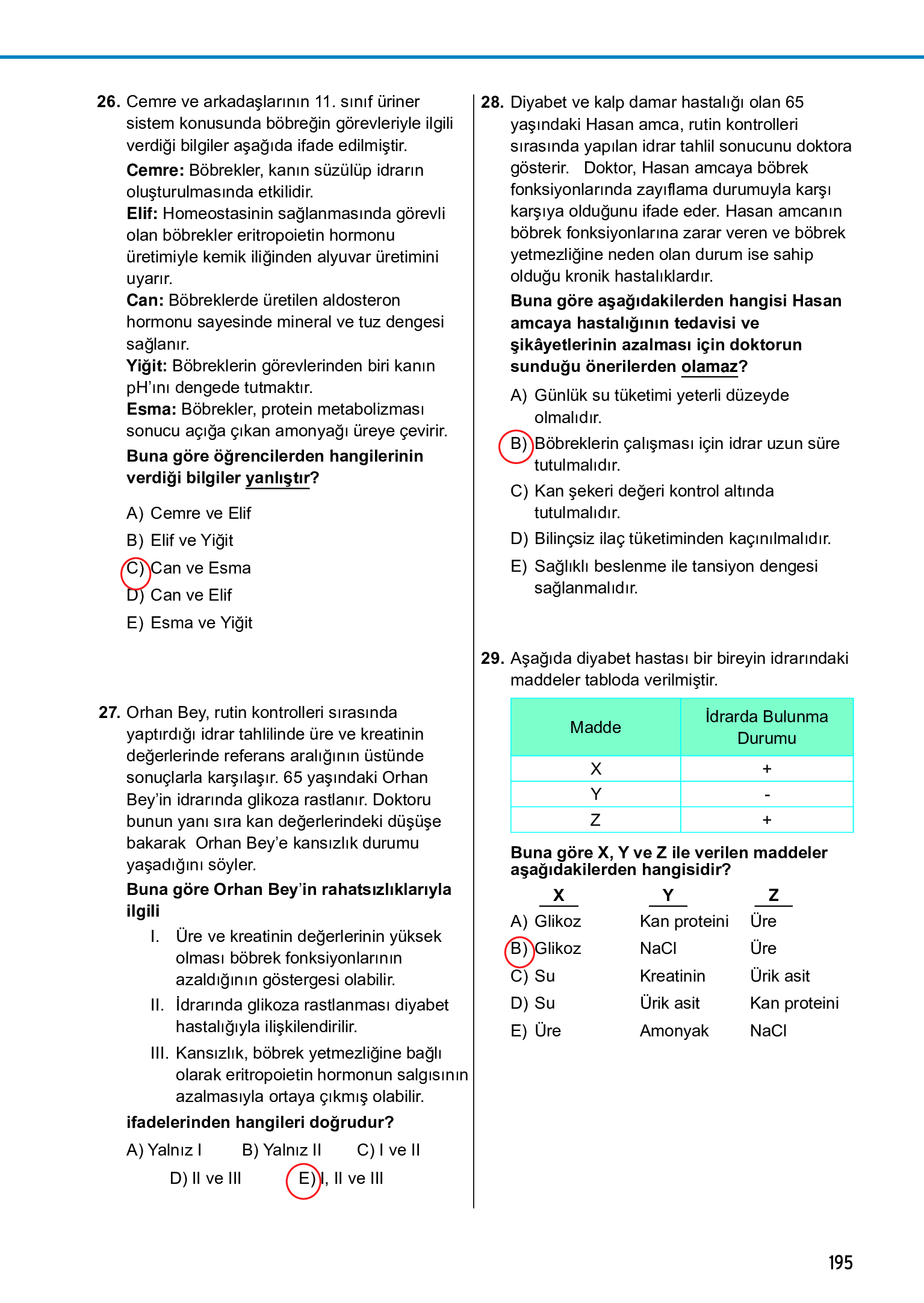 11. Sınıf Meb Yayınları Fen Lisesi Biyoloji Ders Kitabı Sayfa 195 Cevapları